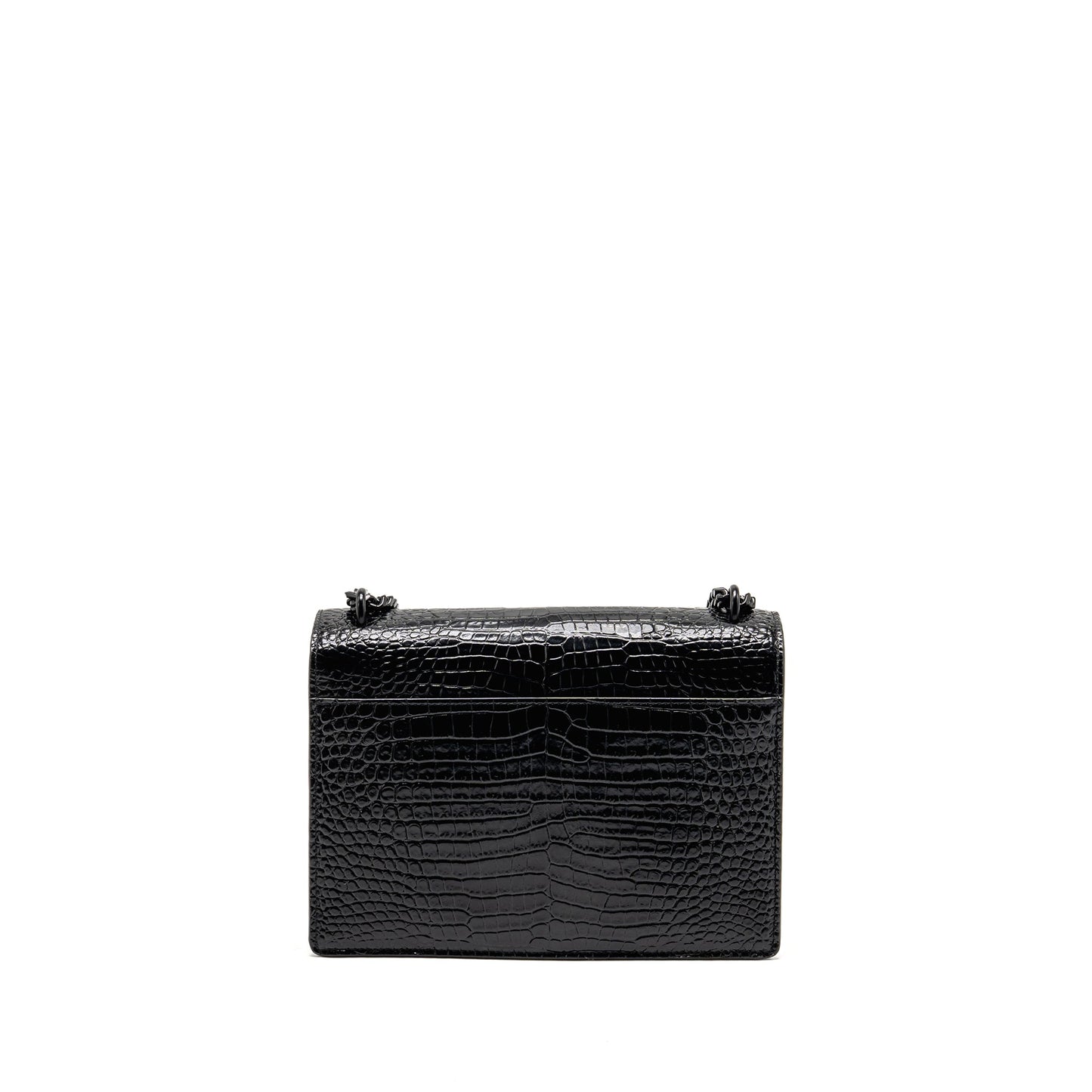 Saint Laurent/YSL Sunset Medium Crocodile-Embossed Calfskin SO Black