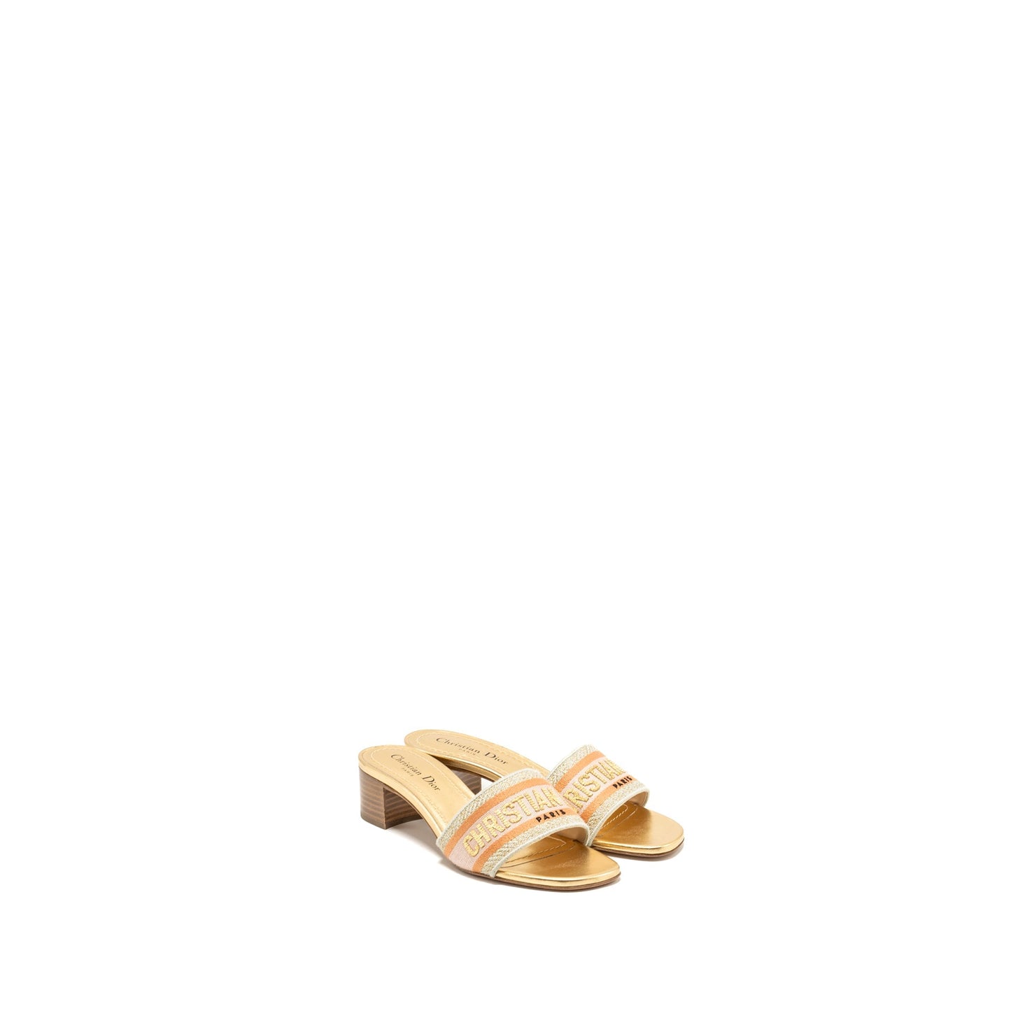 Luxury Dior Size 37.5 Sandals Embroidered Canvas Multicolour