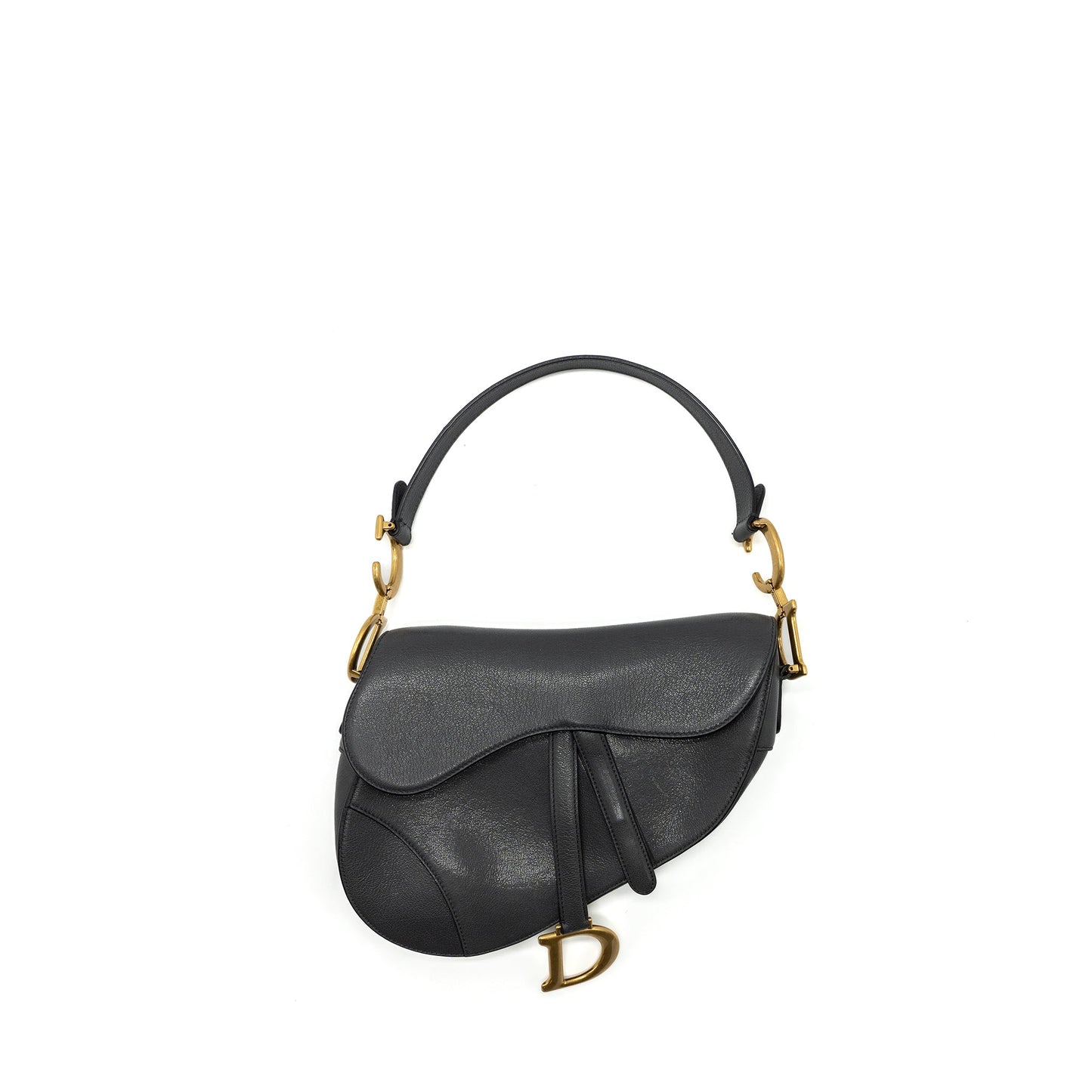 Luxury Dior Medium Saddle Bag GoatSkin Dark Grey GHW
