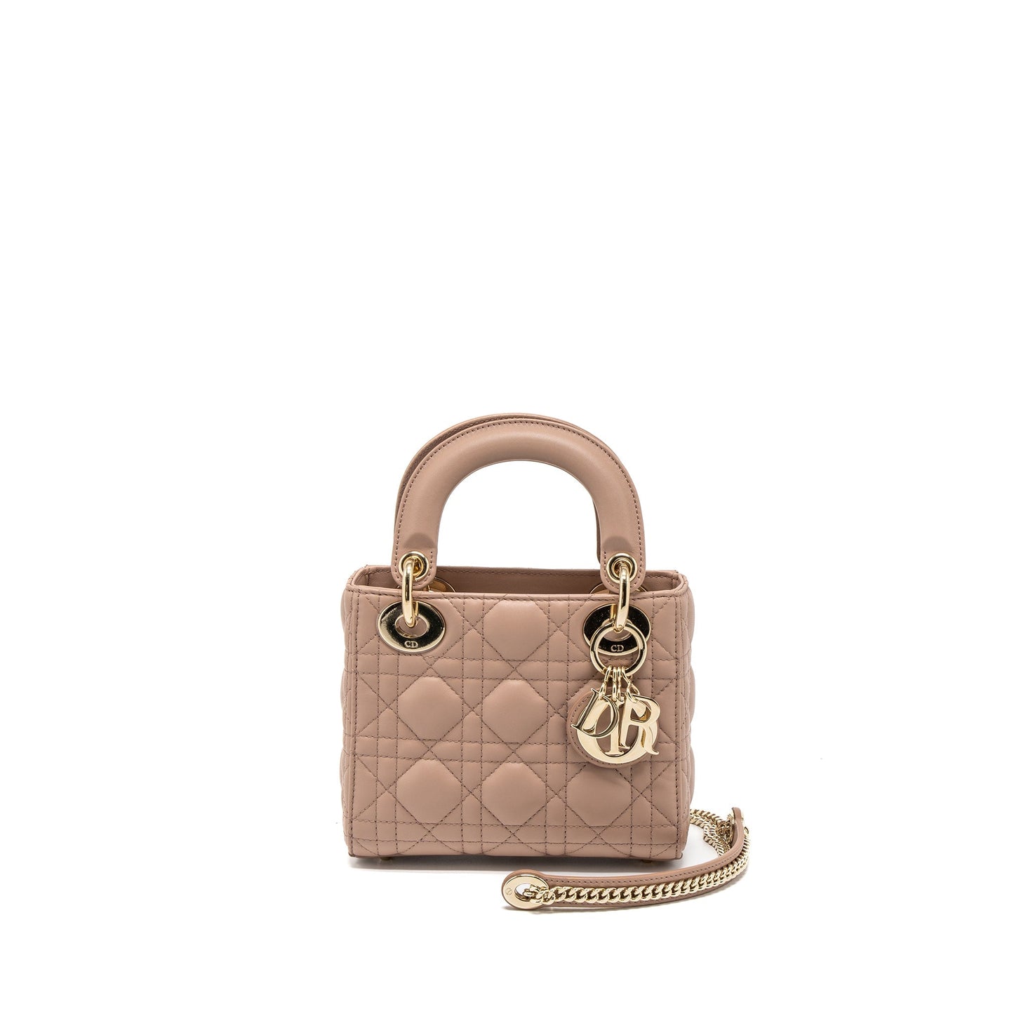 Luxury Dior Mini Lady Luxury Dior Cannage Lambskin Blush LGHW
