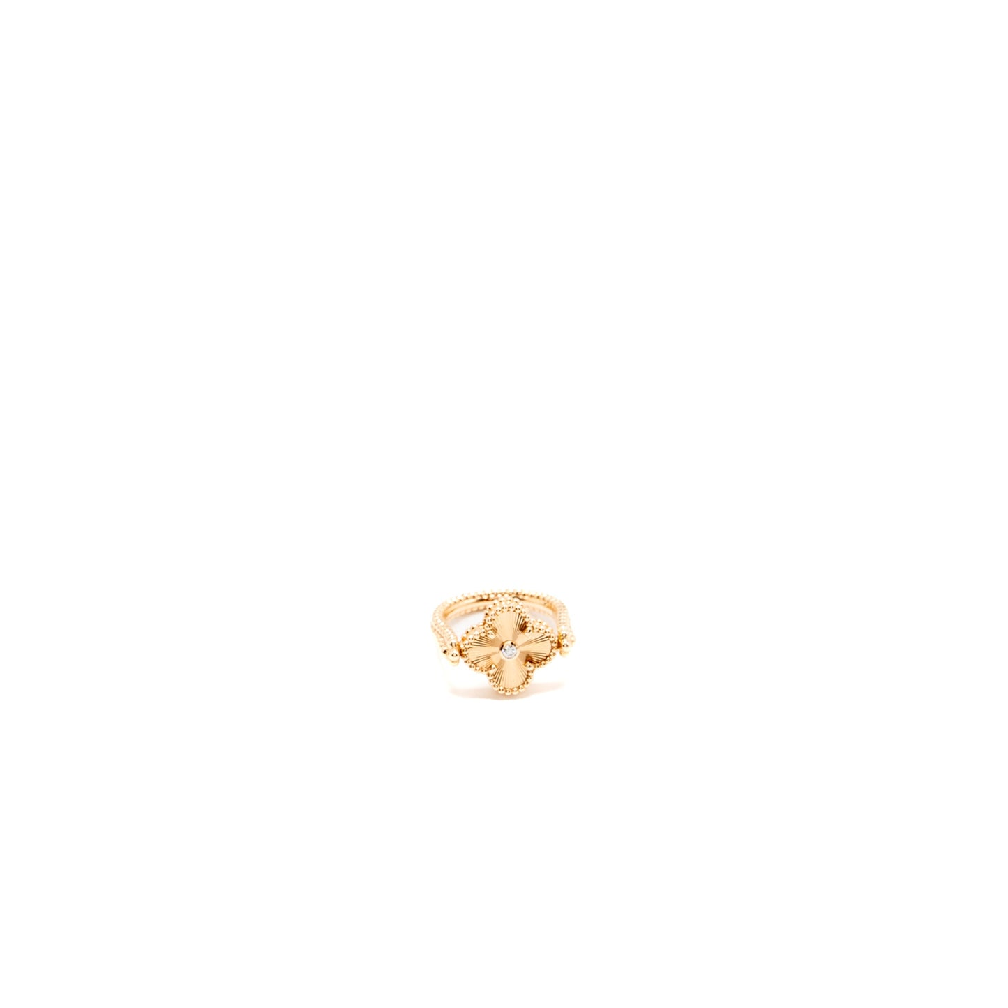 Van Cleef size 54 Vintage Alhambra Reversible Ring 18k rose gold / carnelian / diamond