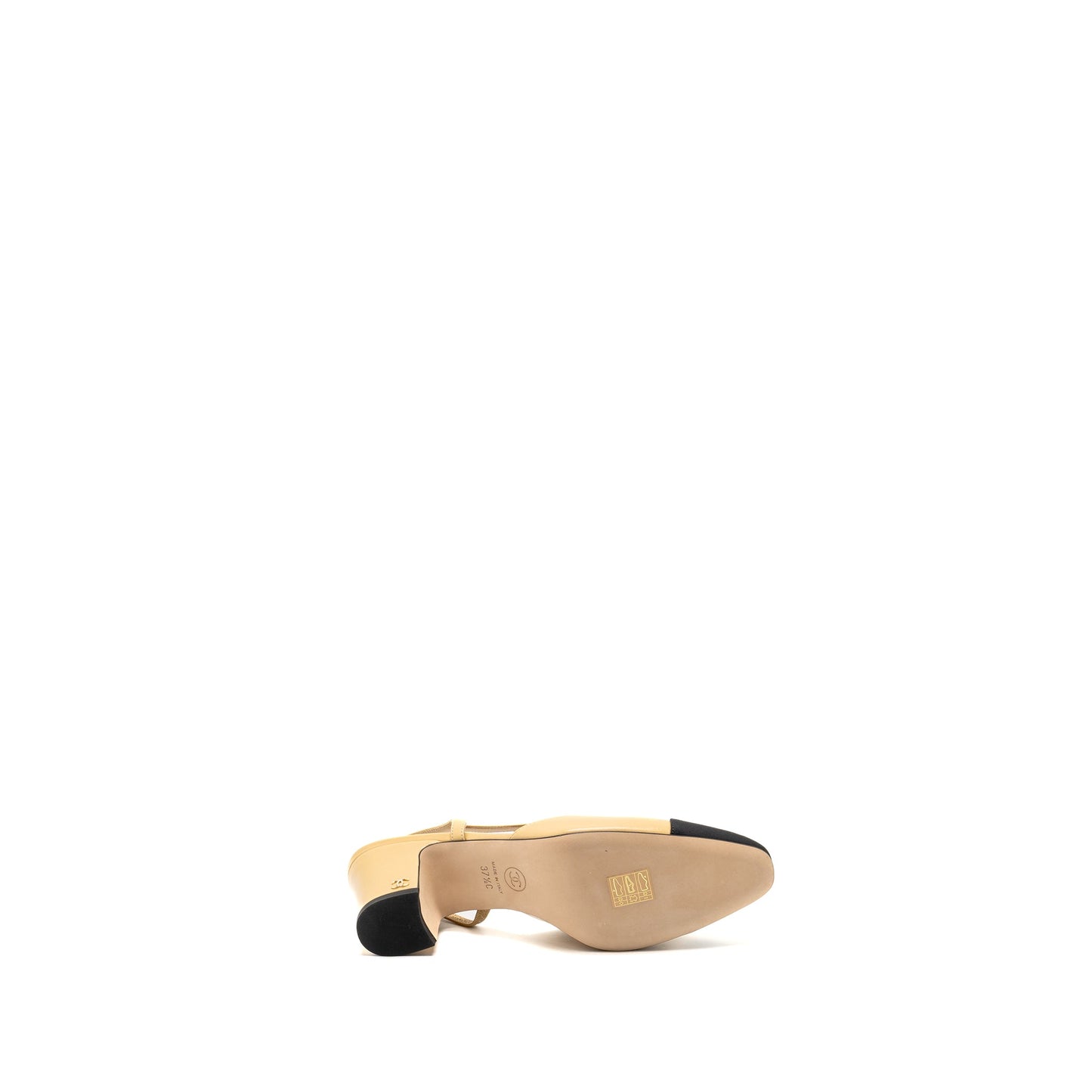 Chanel Size 37.5 Sling Back Beige/Black