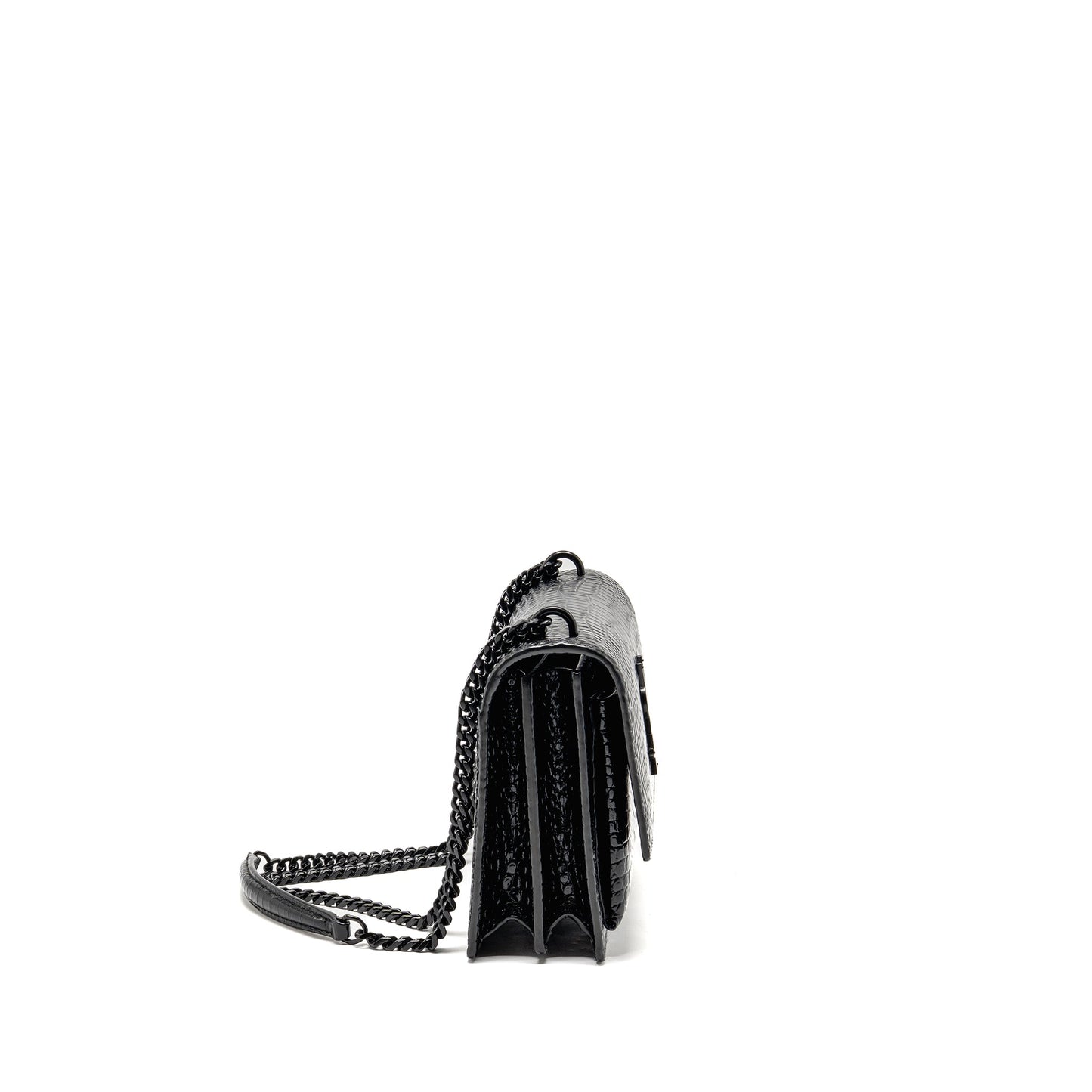 Saint Laurent/YSL Sunset Medium Crocodile-Embossed Calfskin SO Black