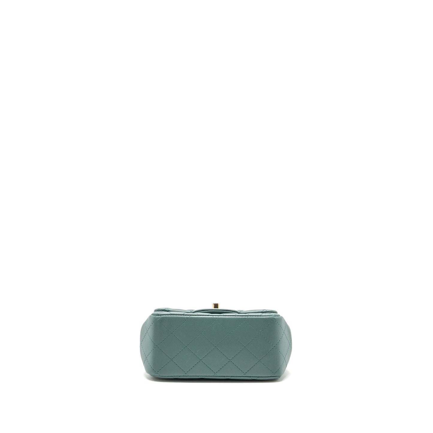 Chanel classic mini square flap bag lambskin green LGHW (microchip)