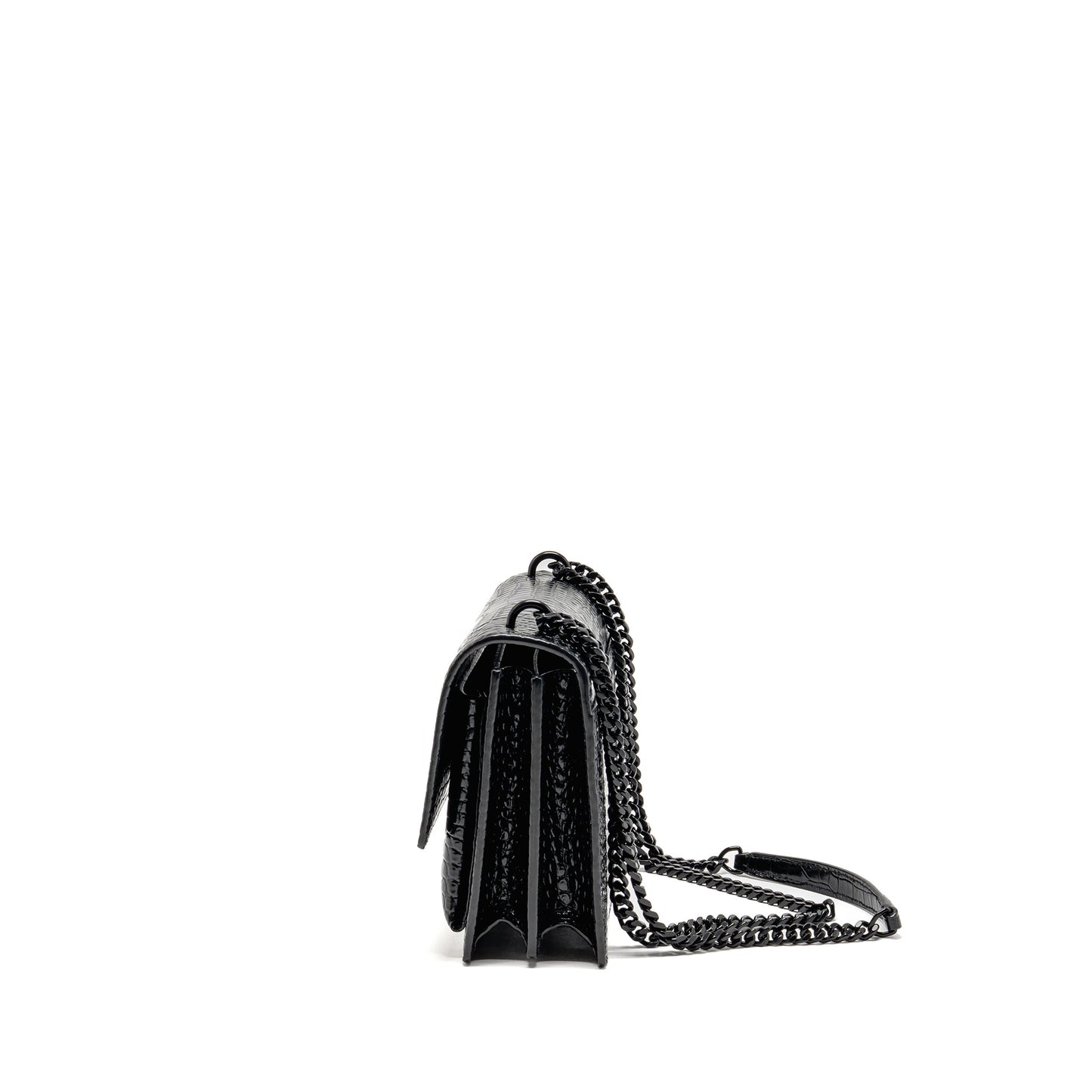 Saint Laurent/YSL Sunset Medium Crocodile-Embossed Calfskin SO Black