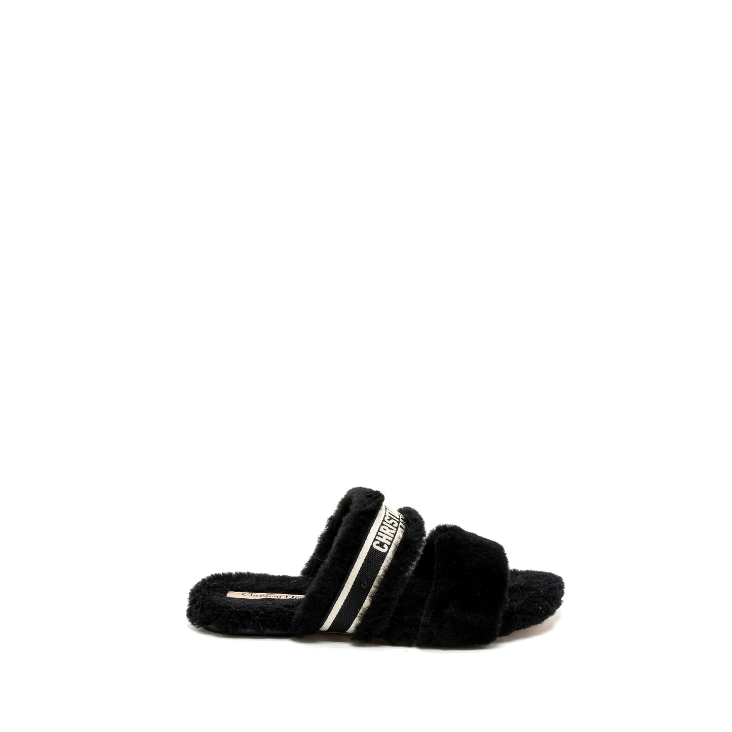 Luxury Dior Size 39 Chez Moi Sandals Shearling Black