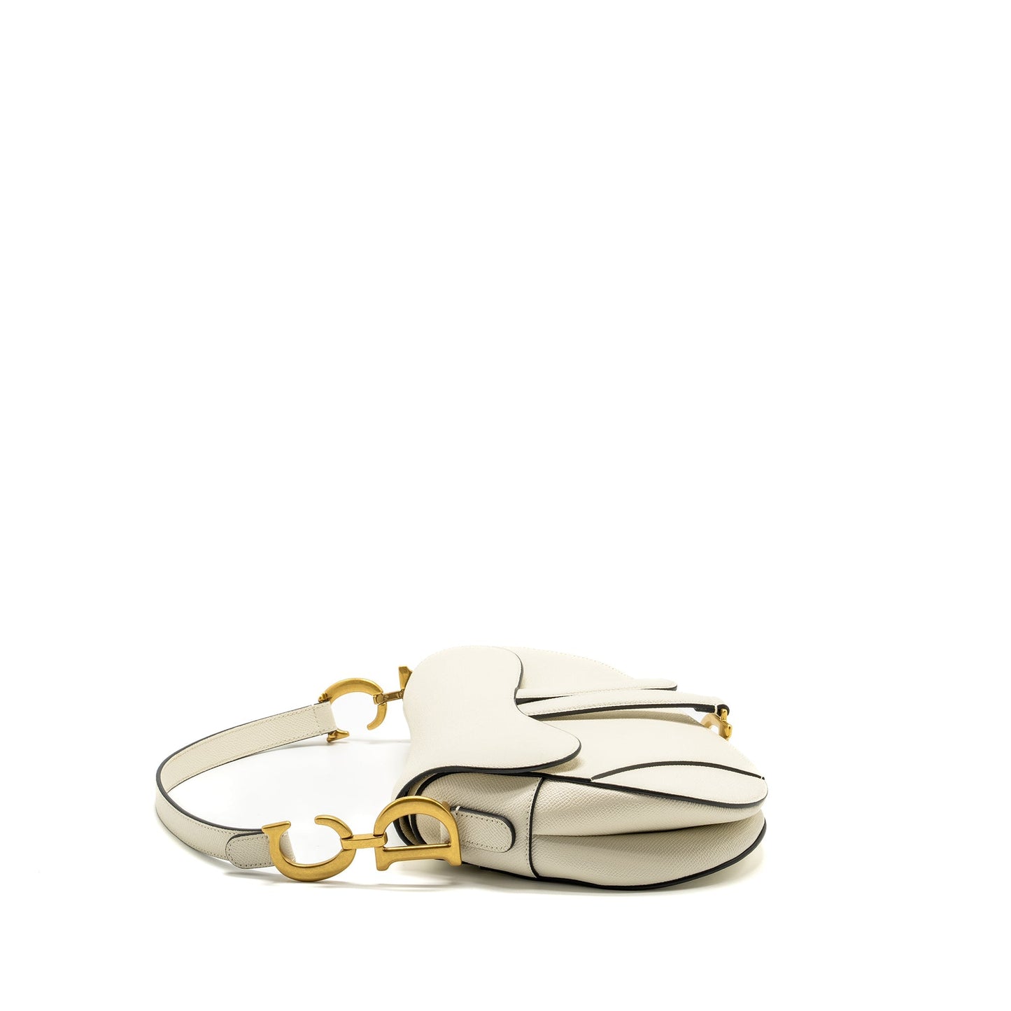 Luxury Dior Medium Saddle Bag Calfskin WHITE GHW