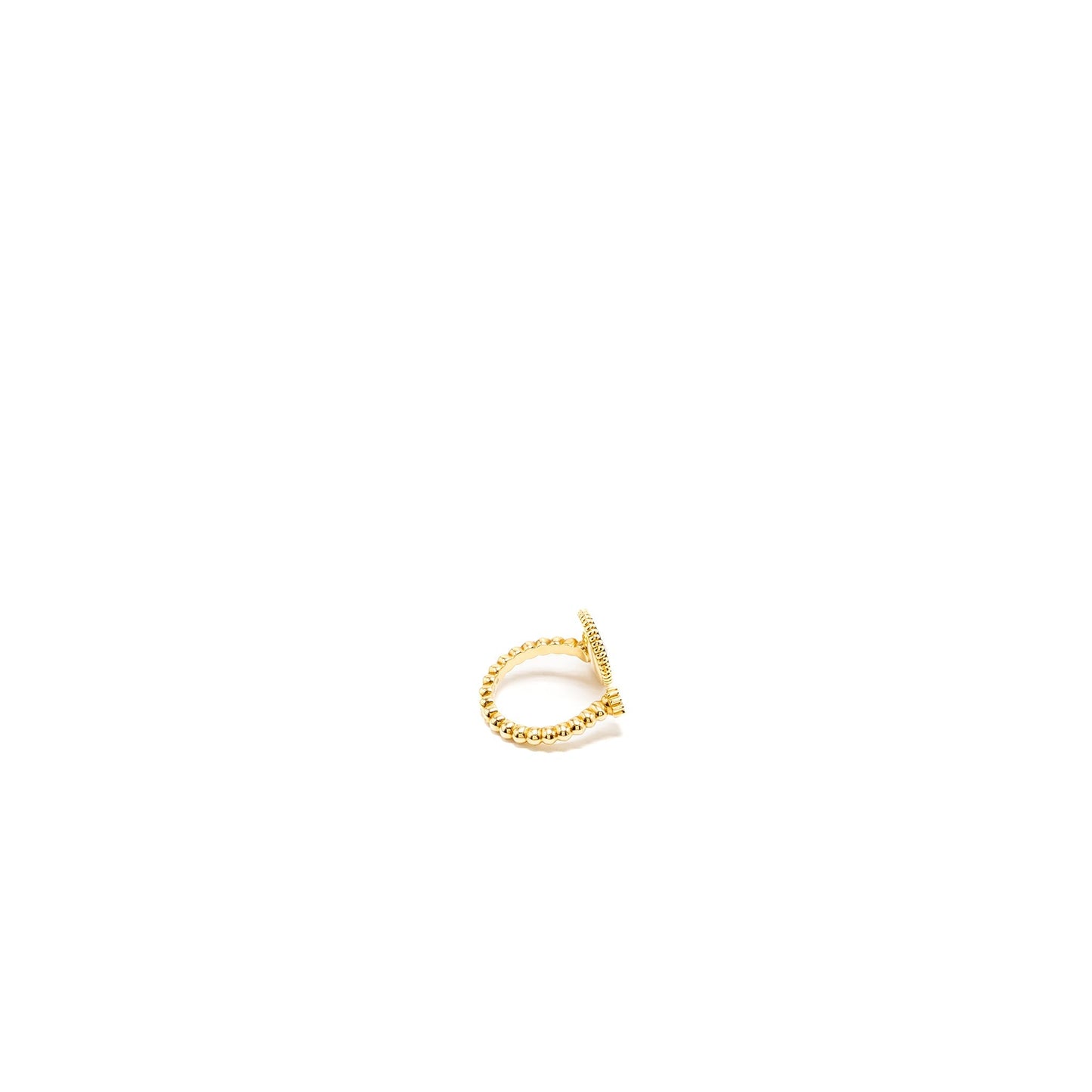 Luxury Dior Size 49 Rose Celeste Ring Yellow/White Gold/Diamond/Onyx/Mother of Pearl