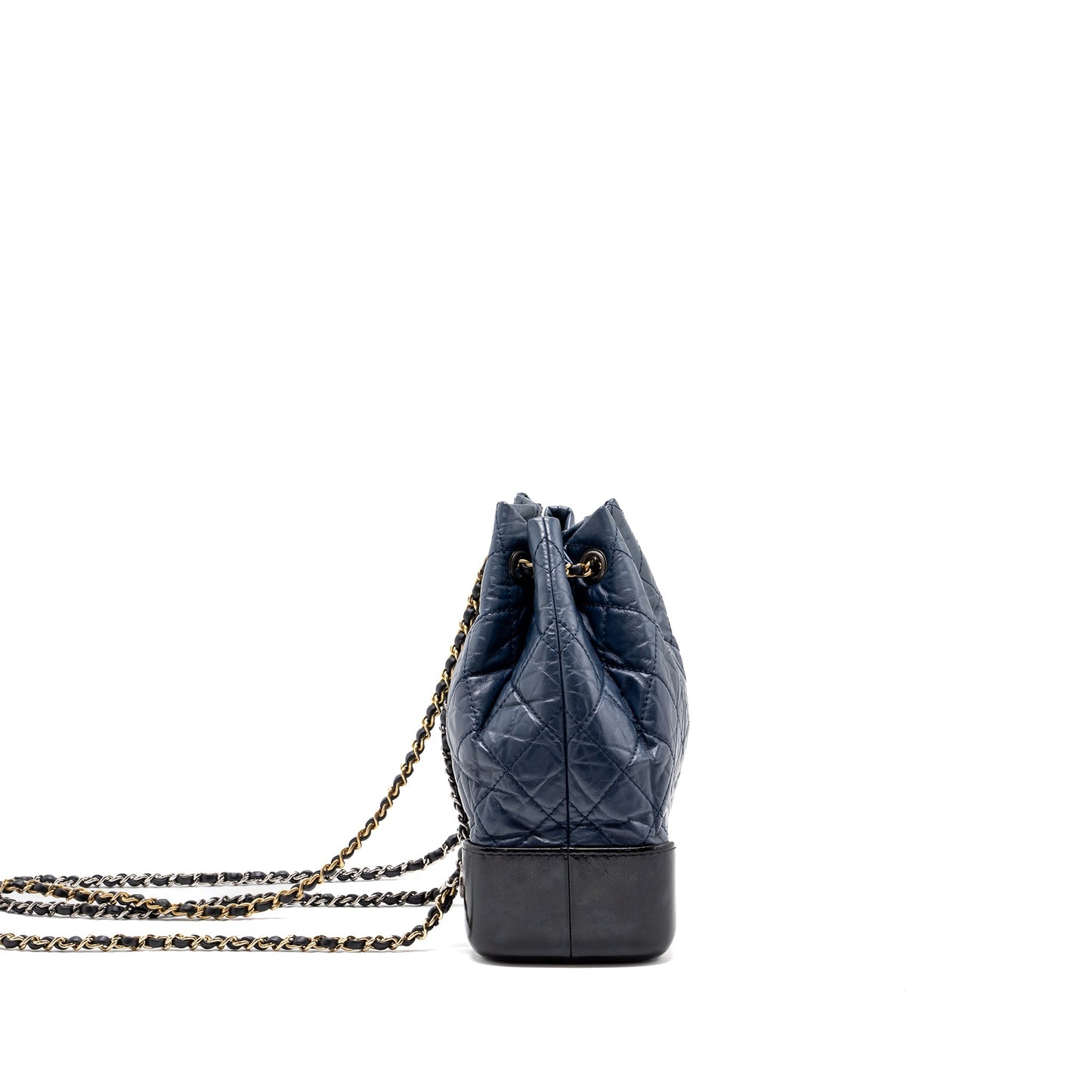 Chanel Small Gabrielle Backpack Aged Calfskin Navy Blue/ Black Ruthenium Hardware