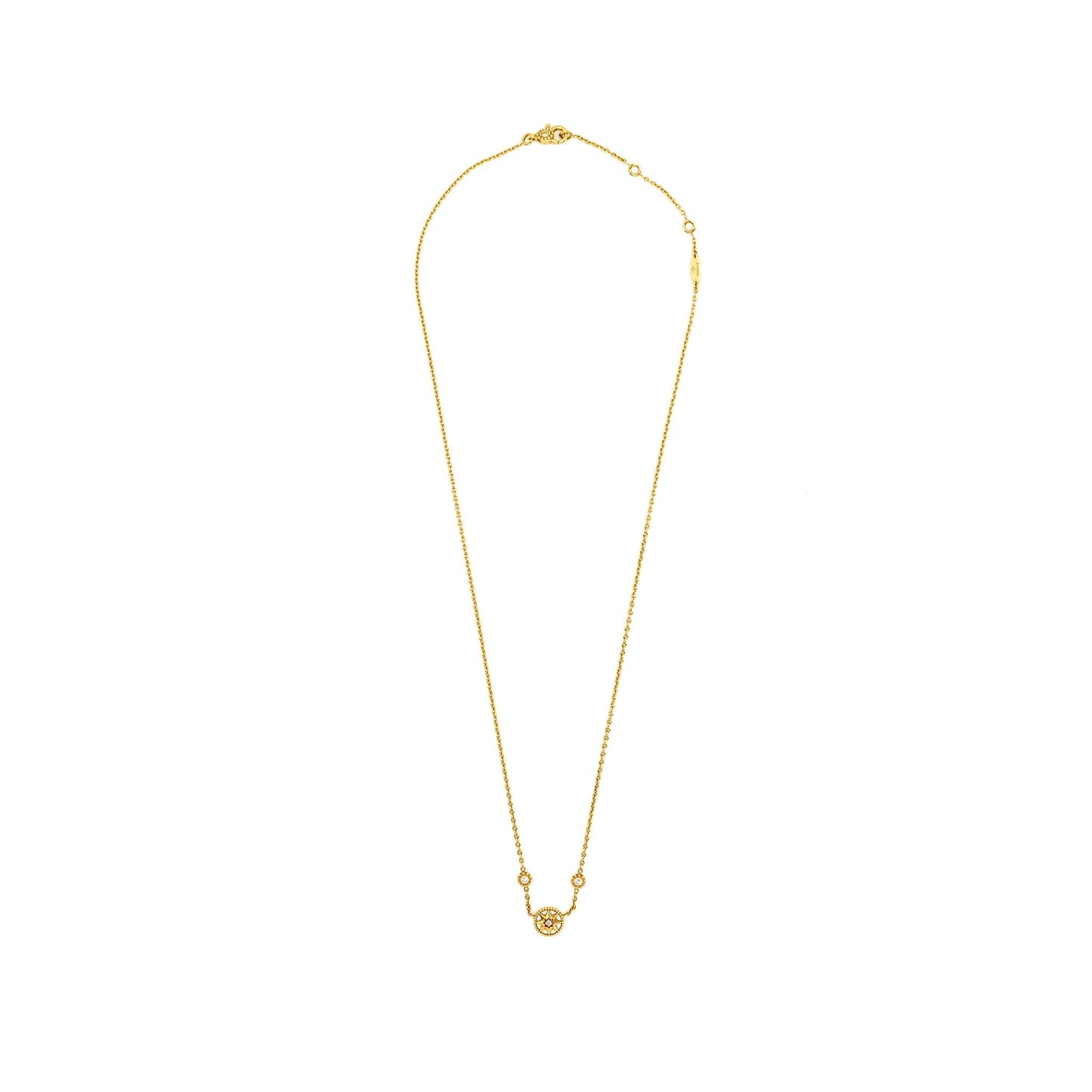 Luxury Dior Rose des Vents Necklace Yellow Gold with 3 Diamonds, Mother of Pearl