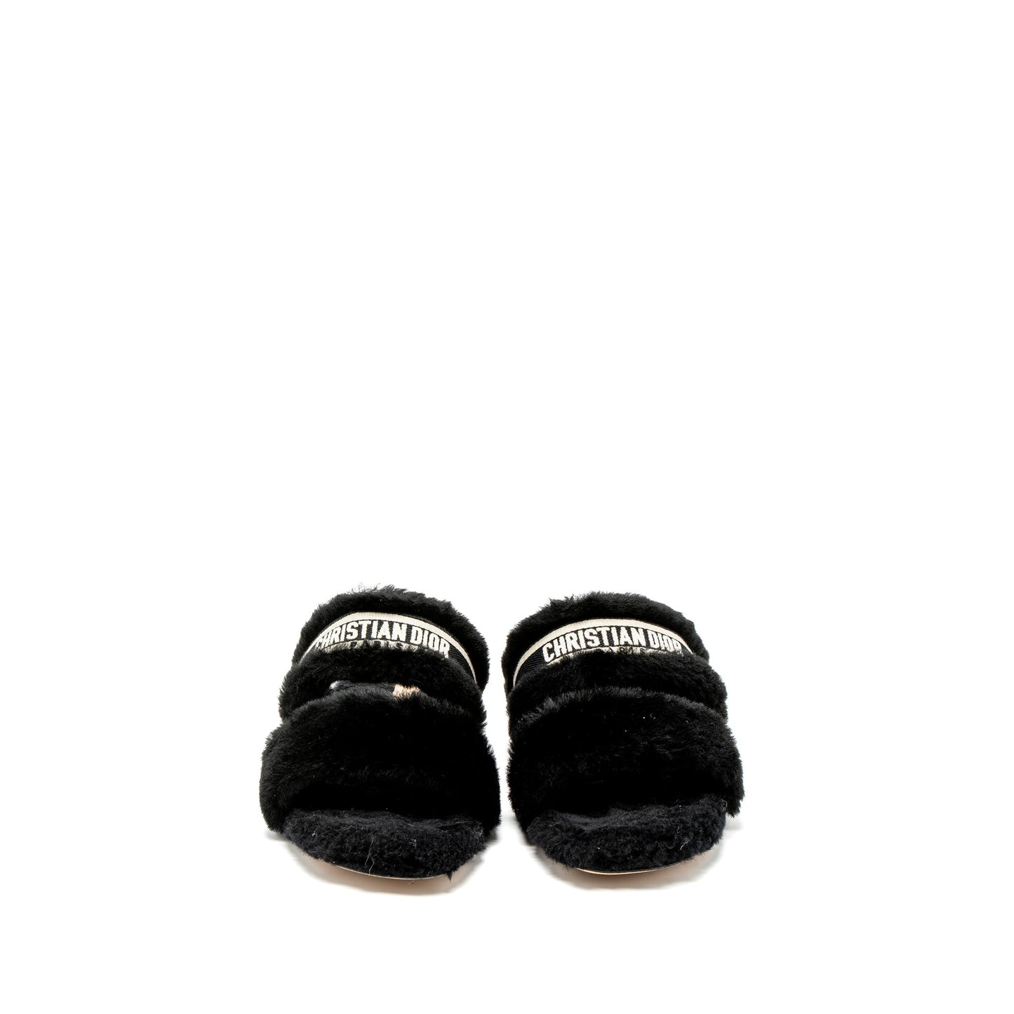 Luxury Dior Size 39 Chez Moi Sandals Shearling Black