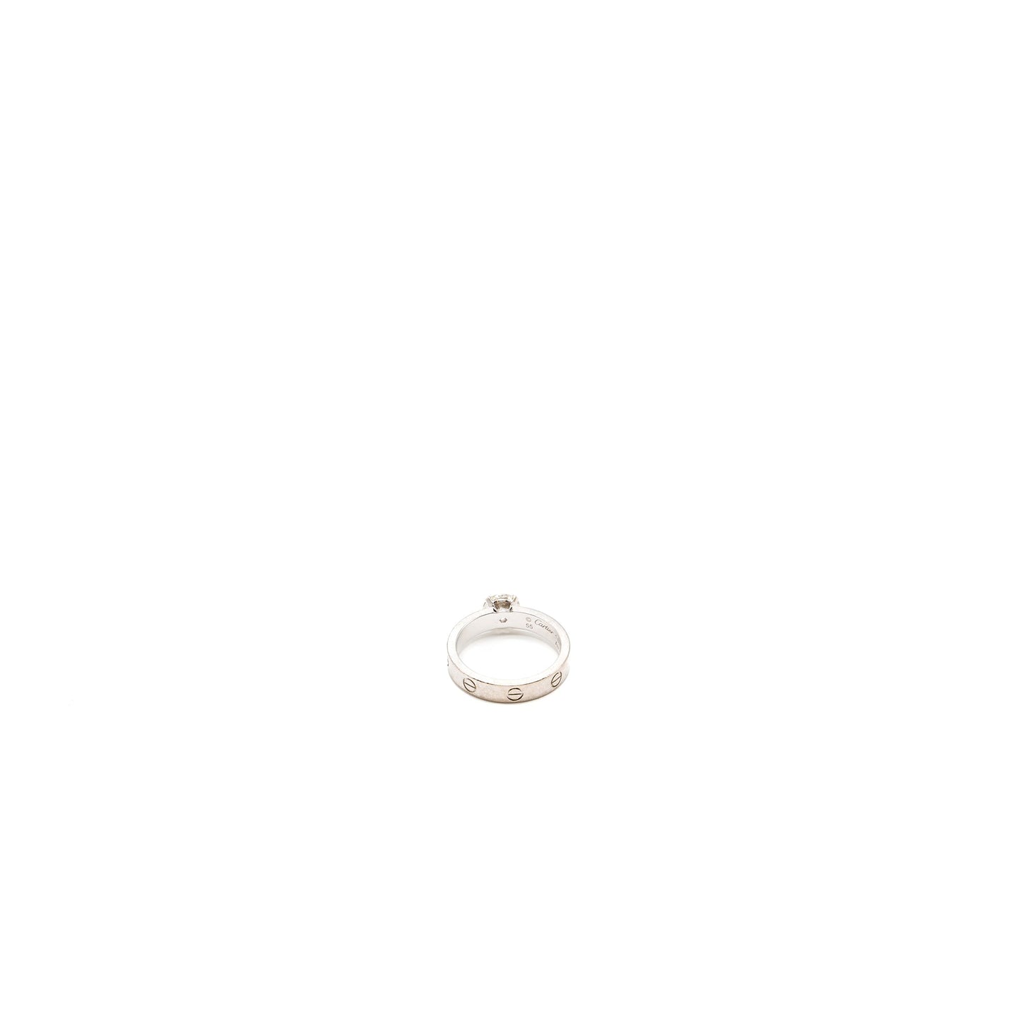 Cartier Size 55 Ring Solitaire Love White Gold Rhodium-plated 55-diamond