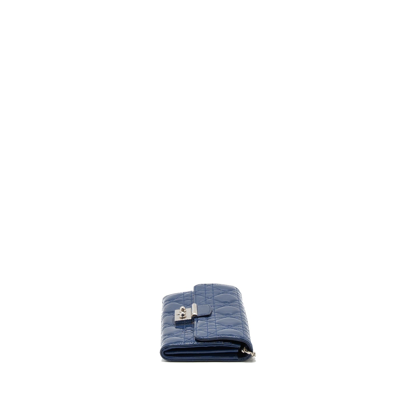 Luxury Dior Flap Wallet with Chain Patent Blue SHW