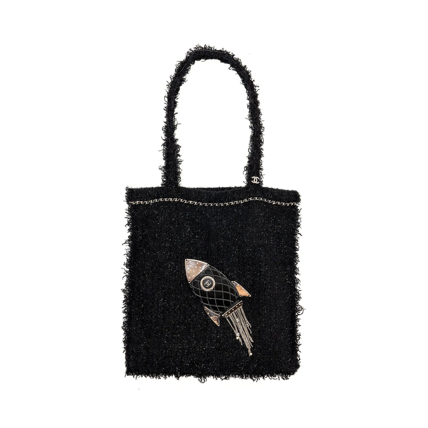Chanel rocket tote bag tweed black SHW