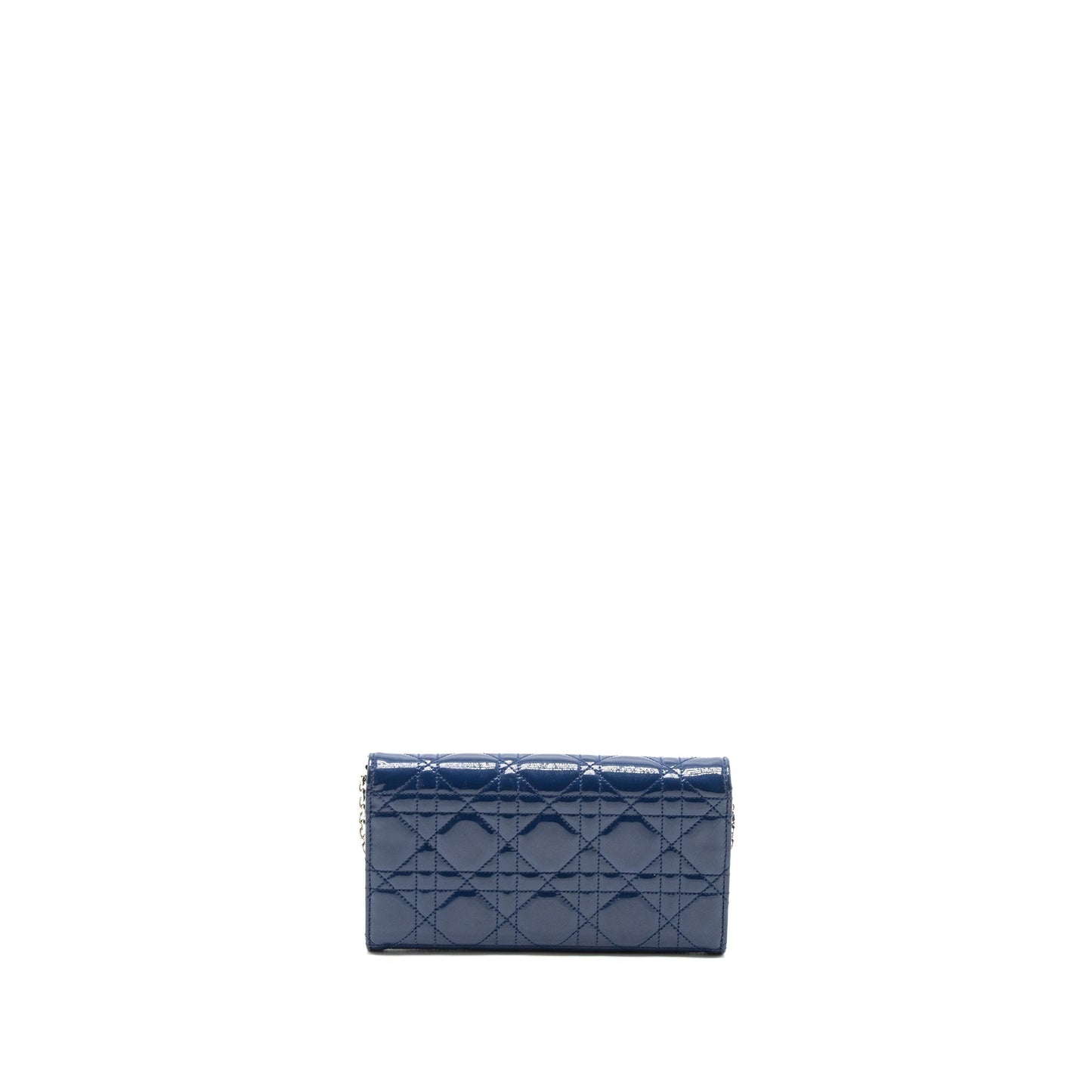 Luxury Dior Flap Wallet with Chain Patent Blue SHW