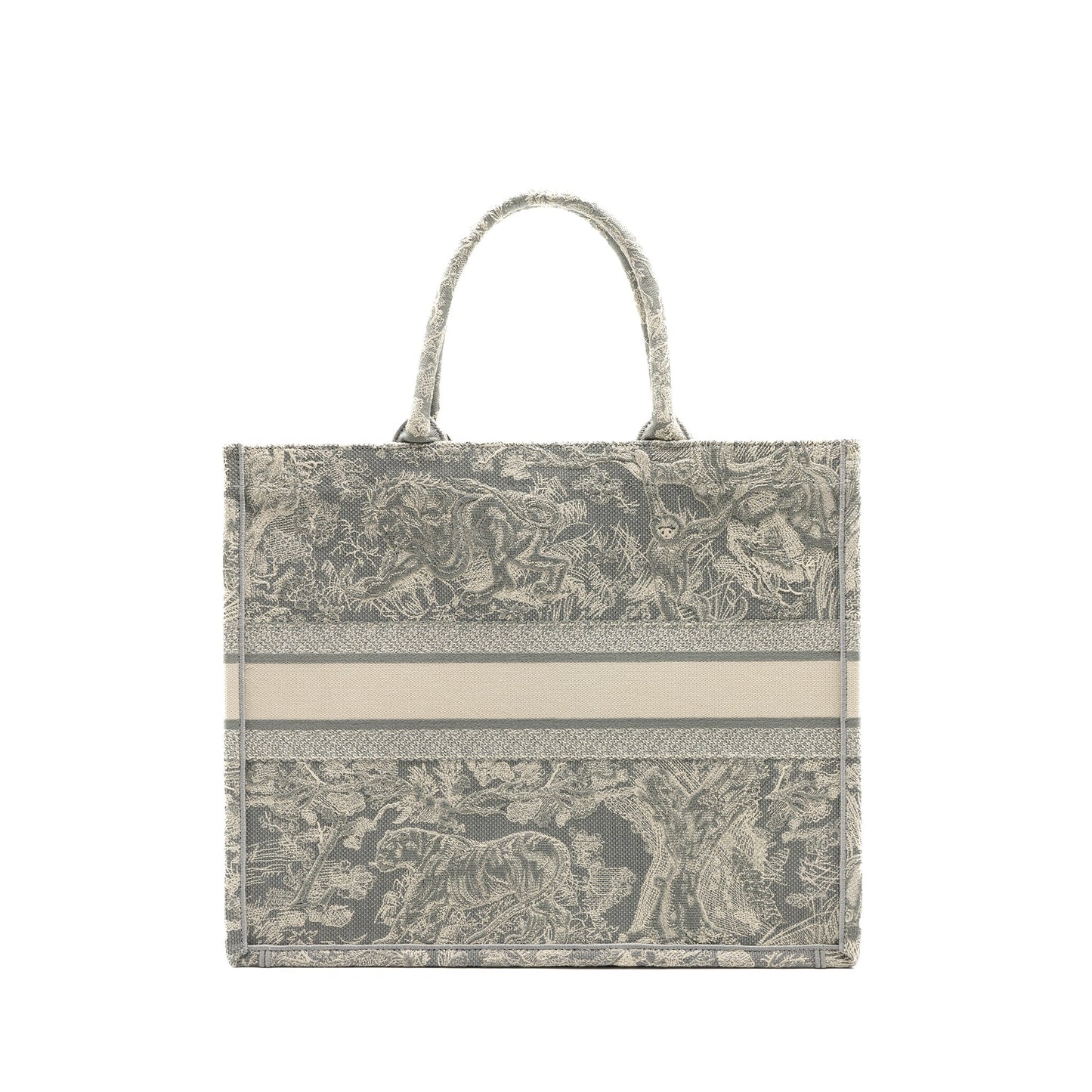 Luxury Dior Large Book Tote Ecru And Grey Toile De Jouy Embroidery