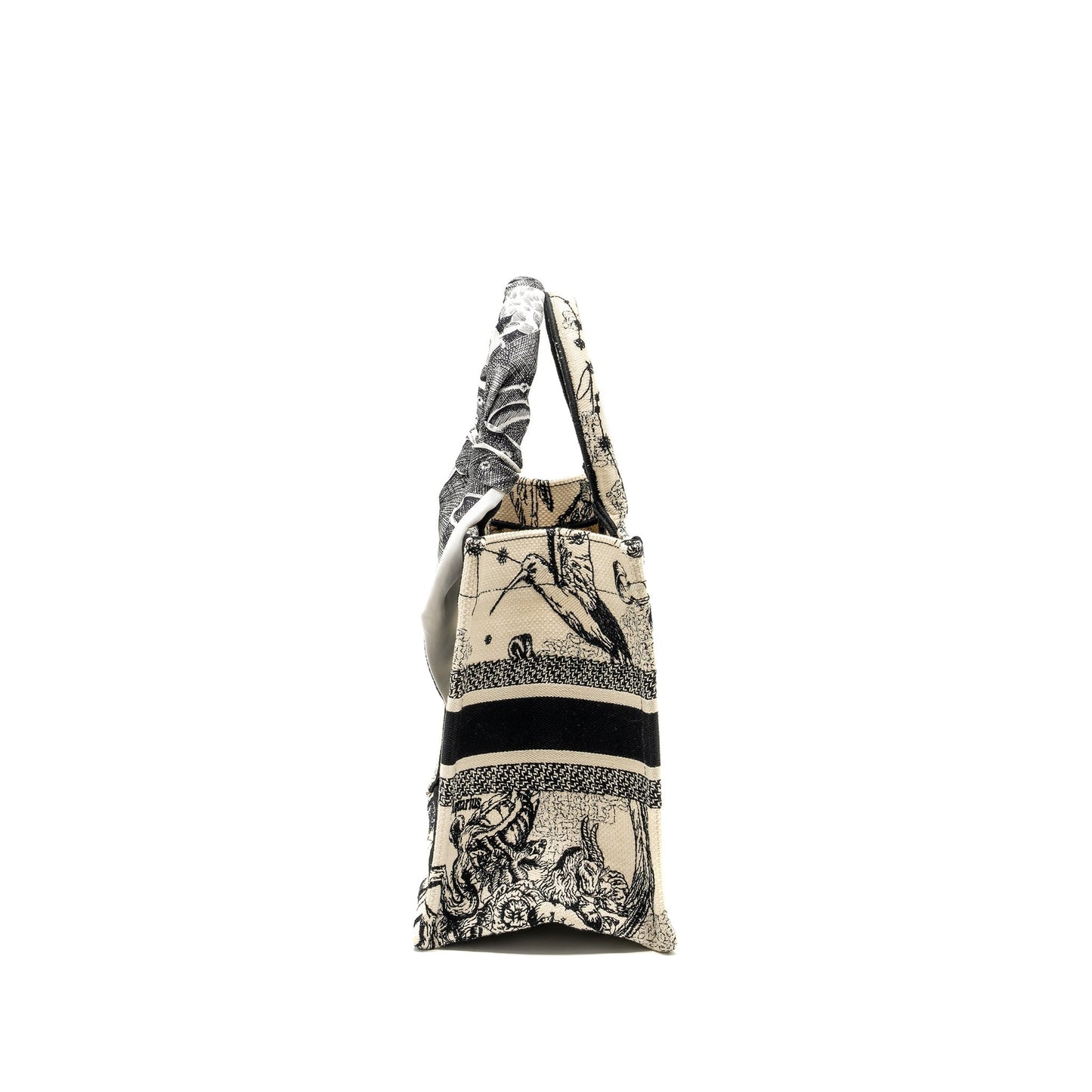 Luxury Dior SMALL Book Tote Latte/Black Toile De Jouy Zodiac Embroidery