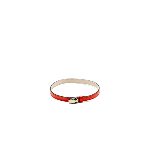 Bvlgari Size S Serpenti Forever Bracelet Leather Red LGHW