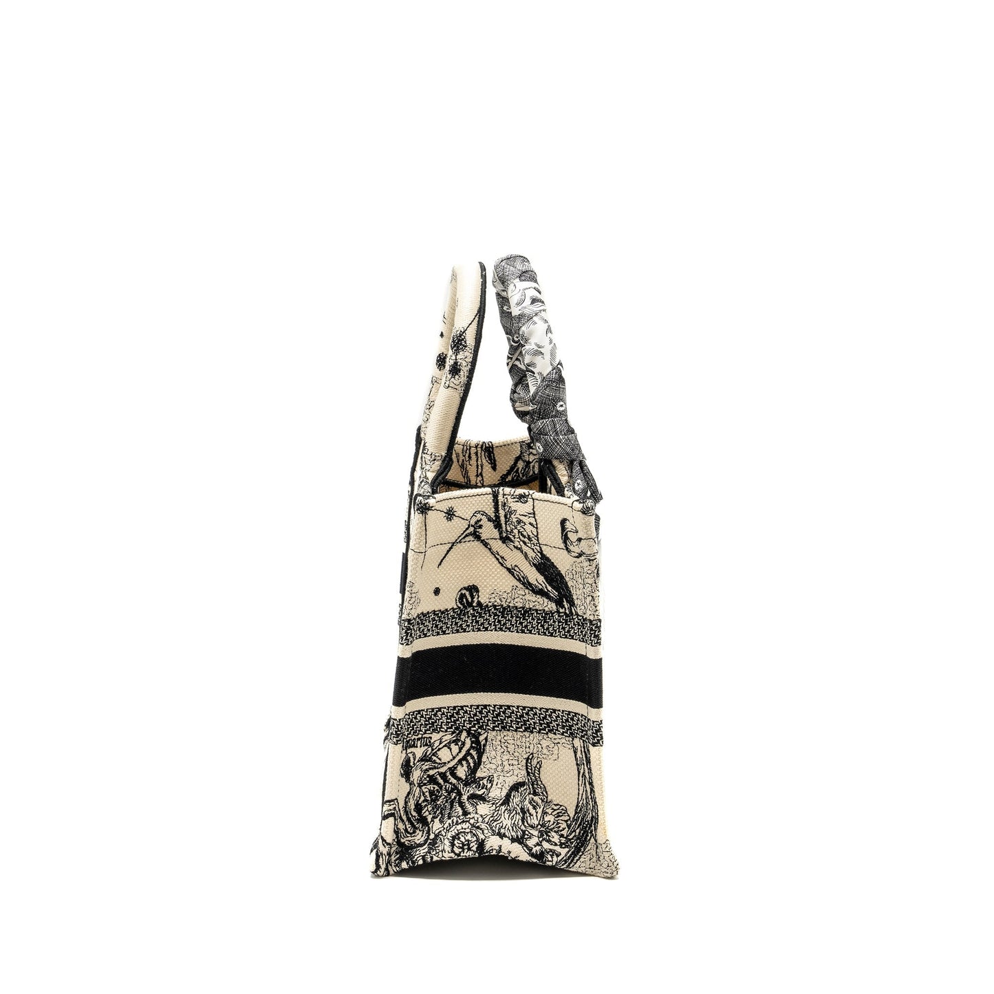 Luxury Dior SMALL Book Tote Latte/Black Toile De Jouy Zodiac Embroidery