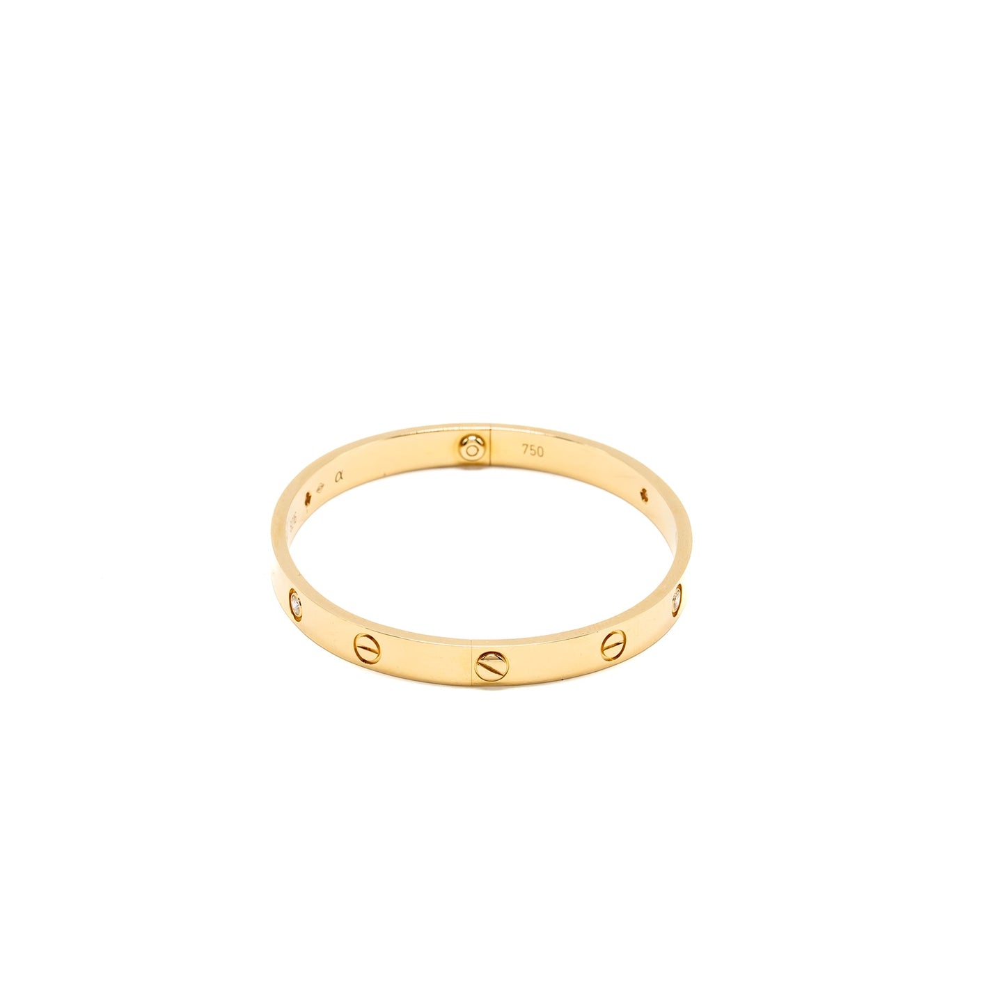 Cartier Size 19 Love Bracelet Classic Model Yellow Gold with 4 Diamonds