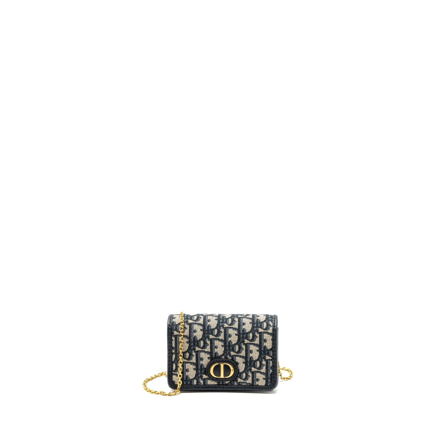 Luxury Dior 30 Montaigne Pouch with Chain Canvas Blue Oblique GHW