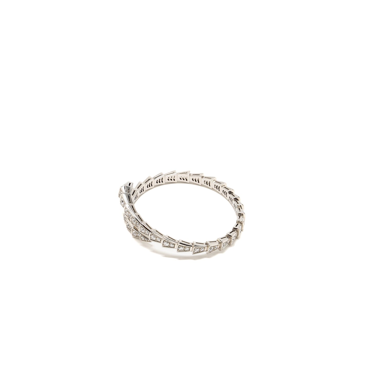Bvlgari size M serpenti viper bracelet 18kt white gold, paved diamonds