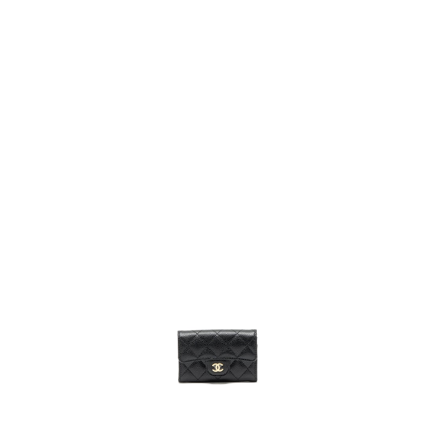 Chanel classic flap card holder caviar black GHW (Microchip)