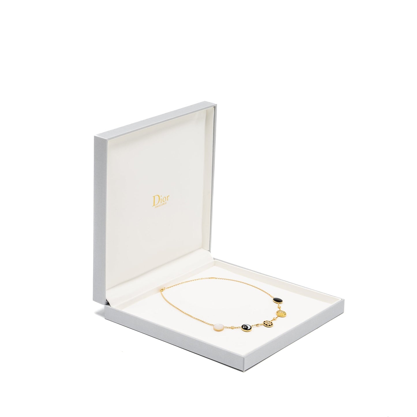 Luxury Dior Rose des Vents and Rose Celeste Necklace Yellow/White Gold/Diamond/Mother of Pearl/Onyx