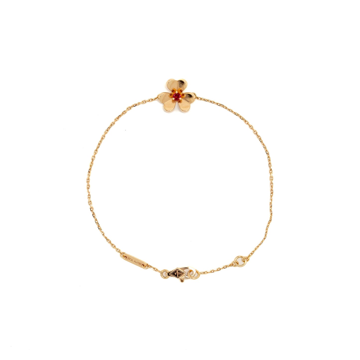 Van Cleef & Arpels Frivole Bracelet , Mini Model Rose Gold with Ruby Stone
