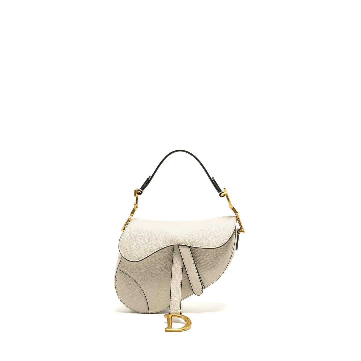 Luxury Dior Mini Saddle Bag Calfskin White GHW