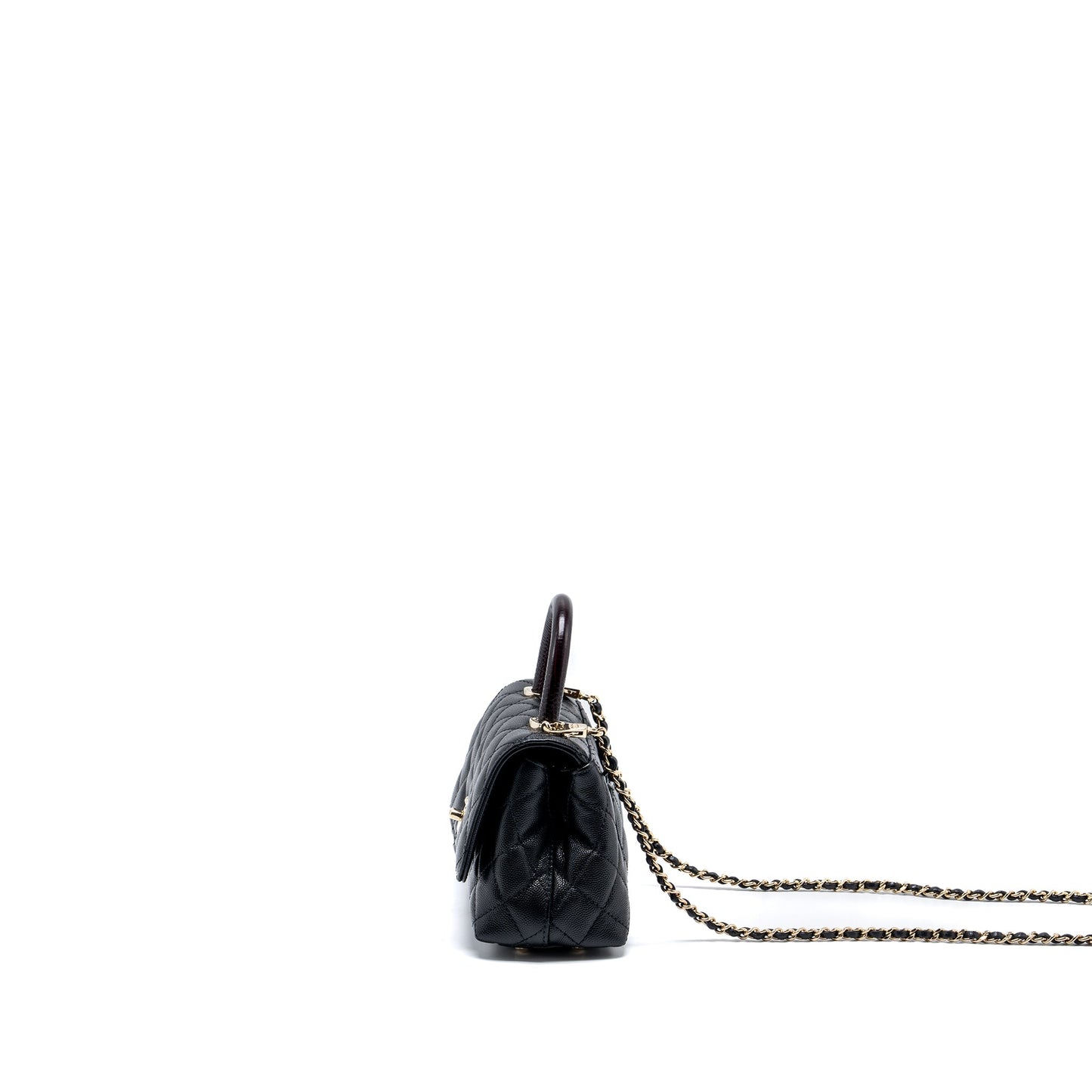 Chanel Mini Coco Handle with Lizard Embossed Handle Caviar Black LGHW (microchip)
