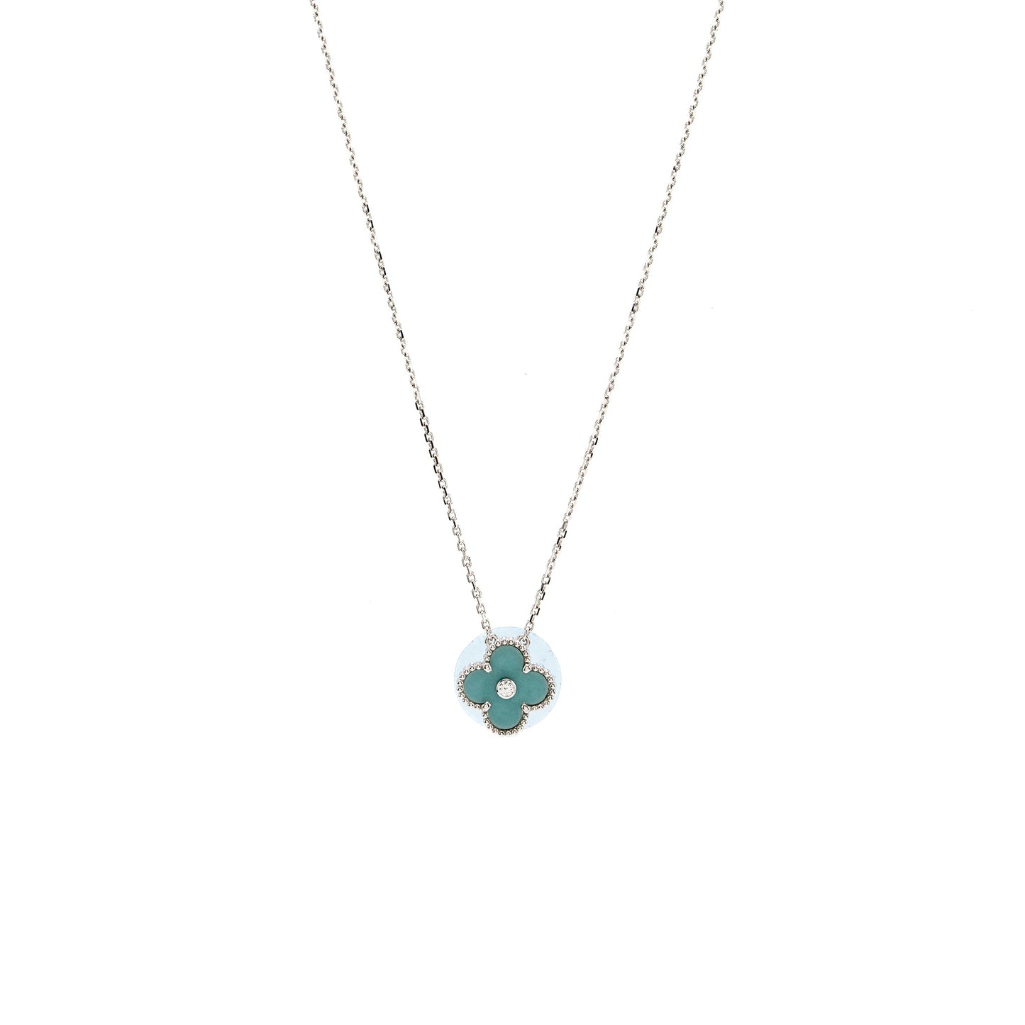 Van Cleef & Arpels 2022 Holiday Christmas Vintage Alhambra Pendant White Gold, Diamond