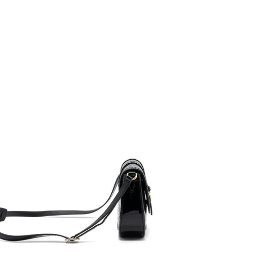 Gucci messenger crossbody bag patent black LGHW