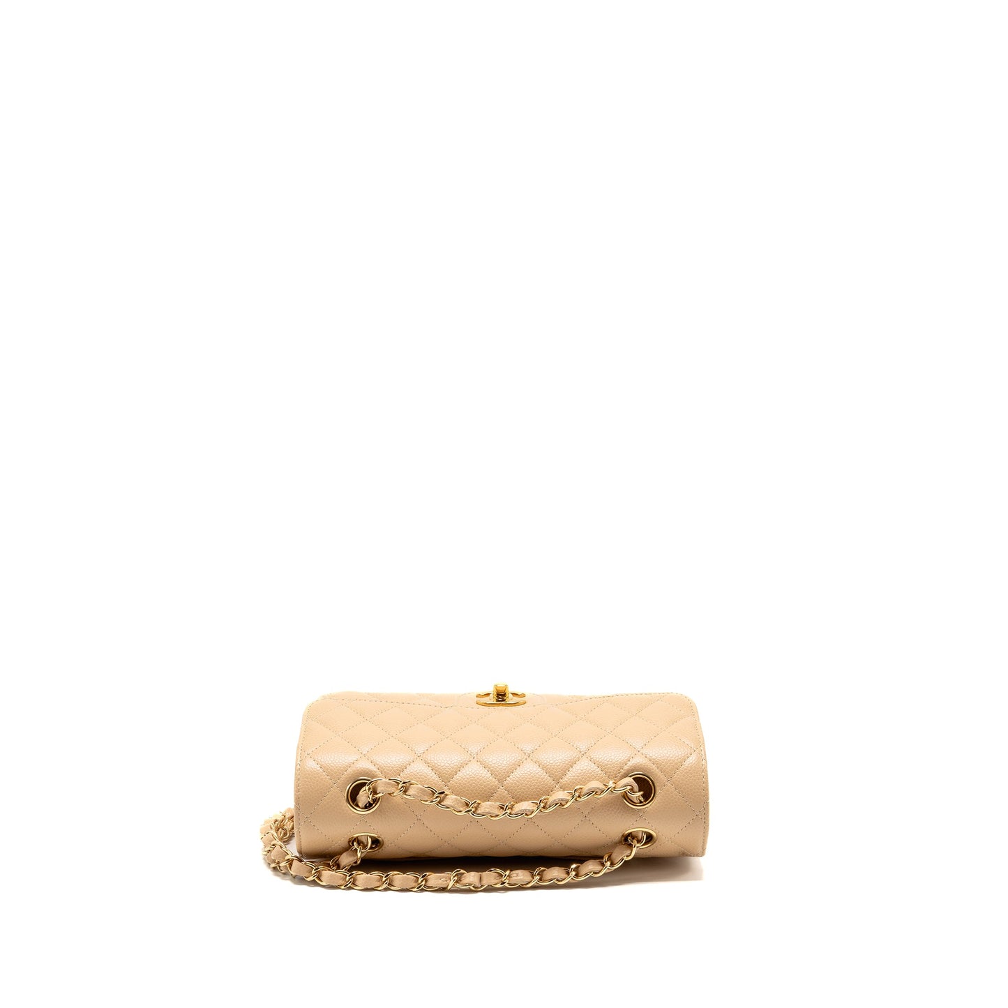 Chanel small classic double flap bag caviar beige GHW