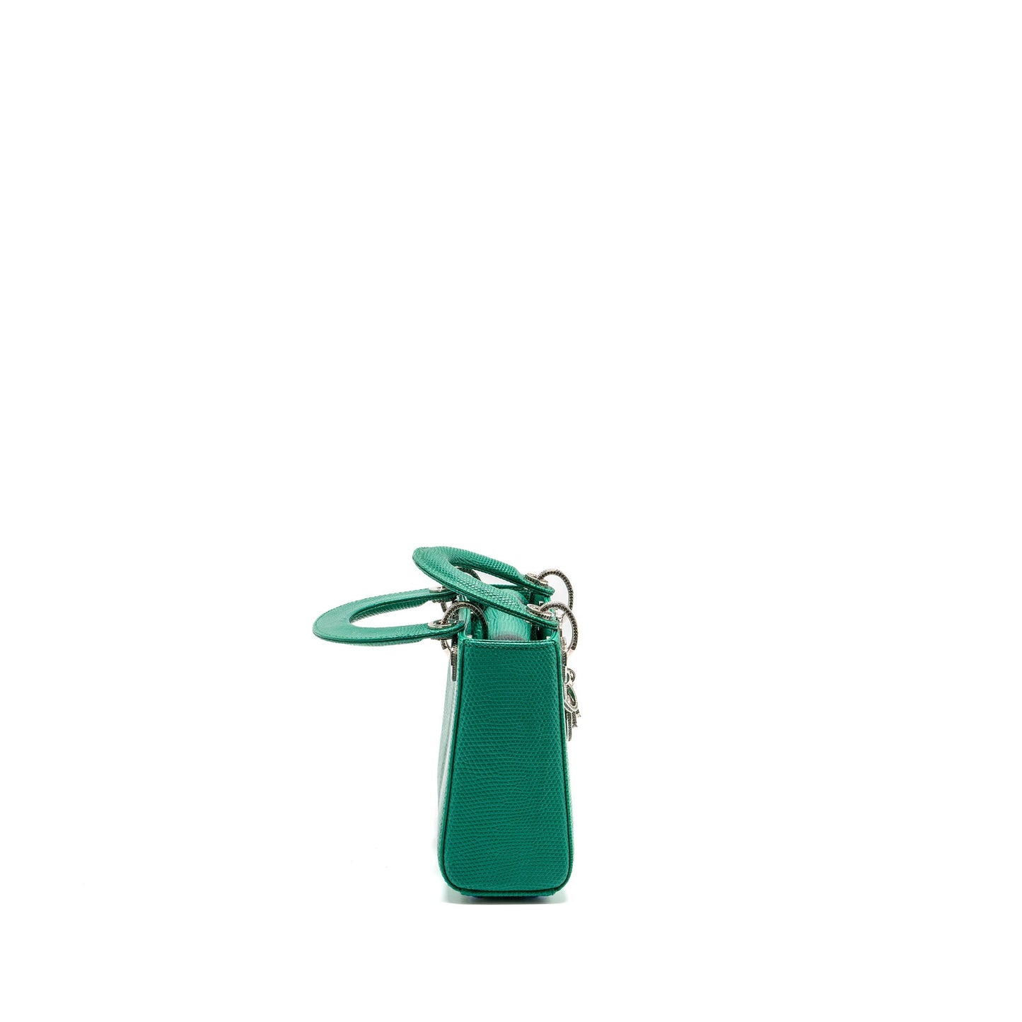 Luxury Dior mini lady Luxury Dior lizard green with crystal buckle SHW