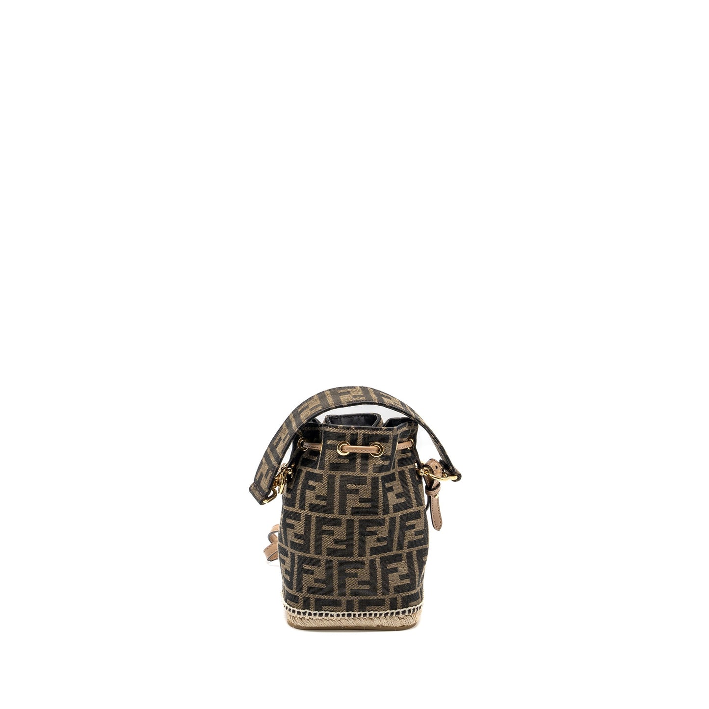 Fendi Mini Mon Tresor Bucket Bag FF Jacquard Fabric/Calfskin Brown GHW