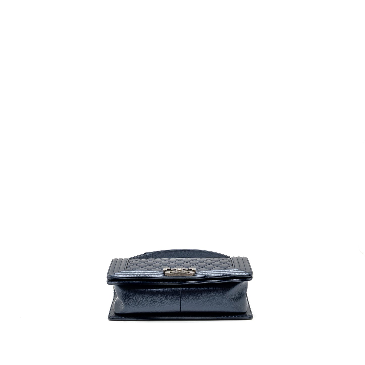 Chanel medium boy bag caviar metallic blue ruthenium hardware