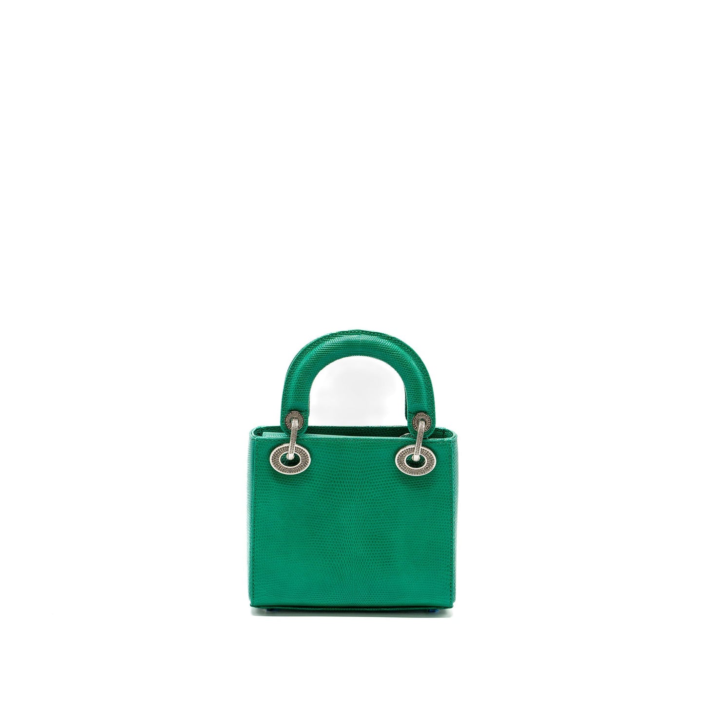 Luxury Dior mini lady Luxury Dior lizard green with crystal buckle SHW