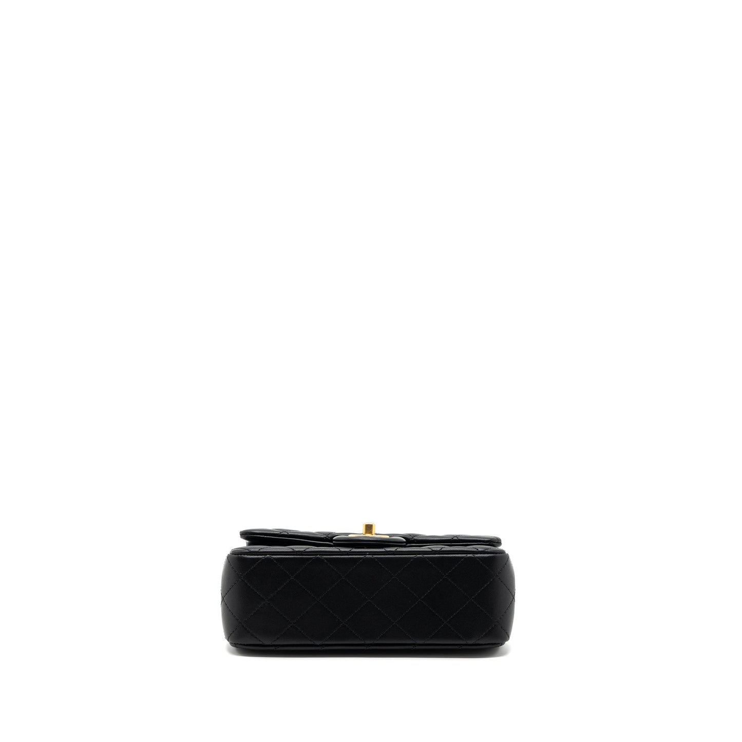 Chanel 23k Pearl Crush Mini Rectangular Flap Bag Lambskin Black Brushed GHW(Microchip)