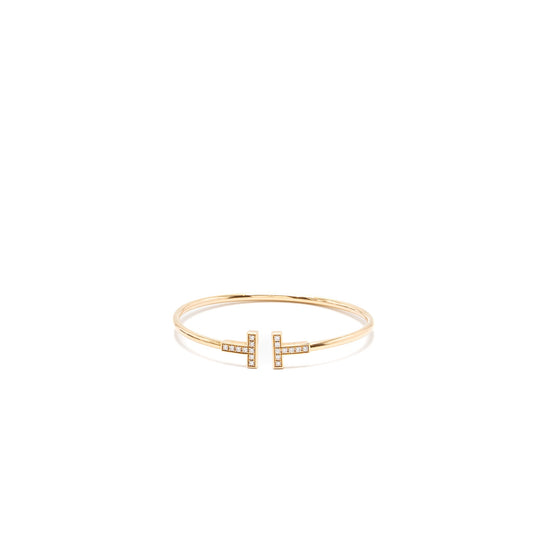 Tiffany size small T Diamond Wire Bracelet in 18K Gold