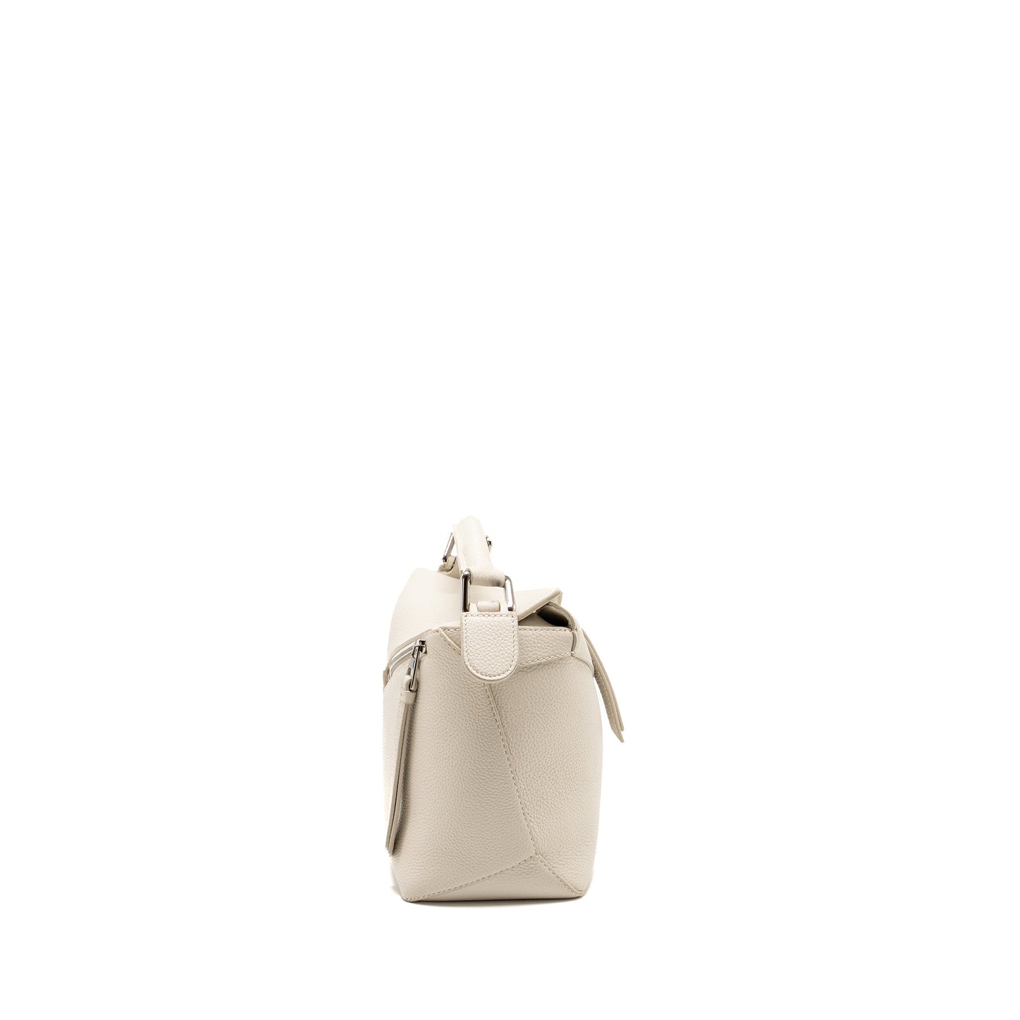 Loewe Small Puzzle Bag Grained Calfskin White SHW