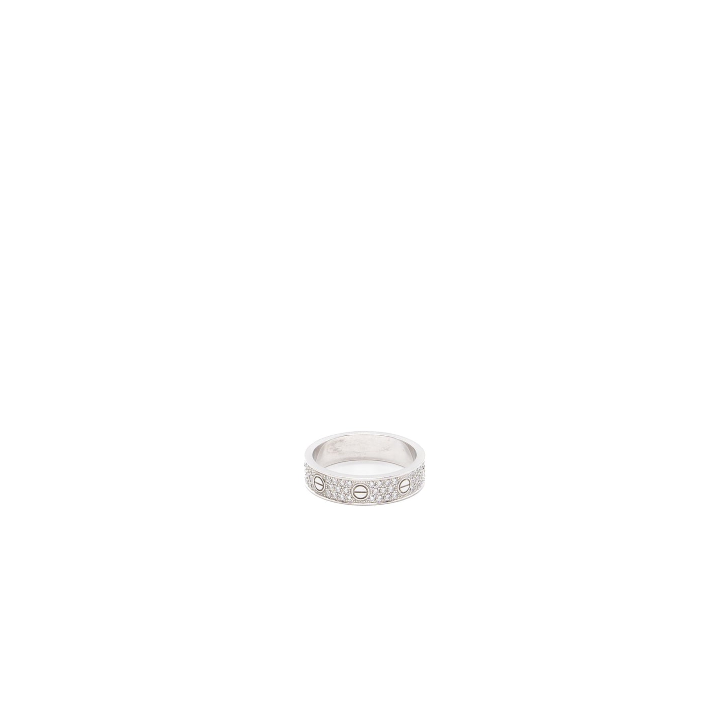 Cartier size 53 love wedding band white gold diamond paved