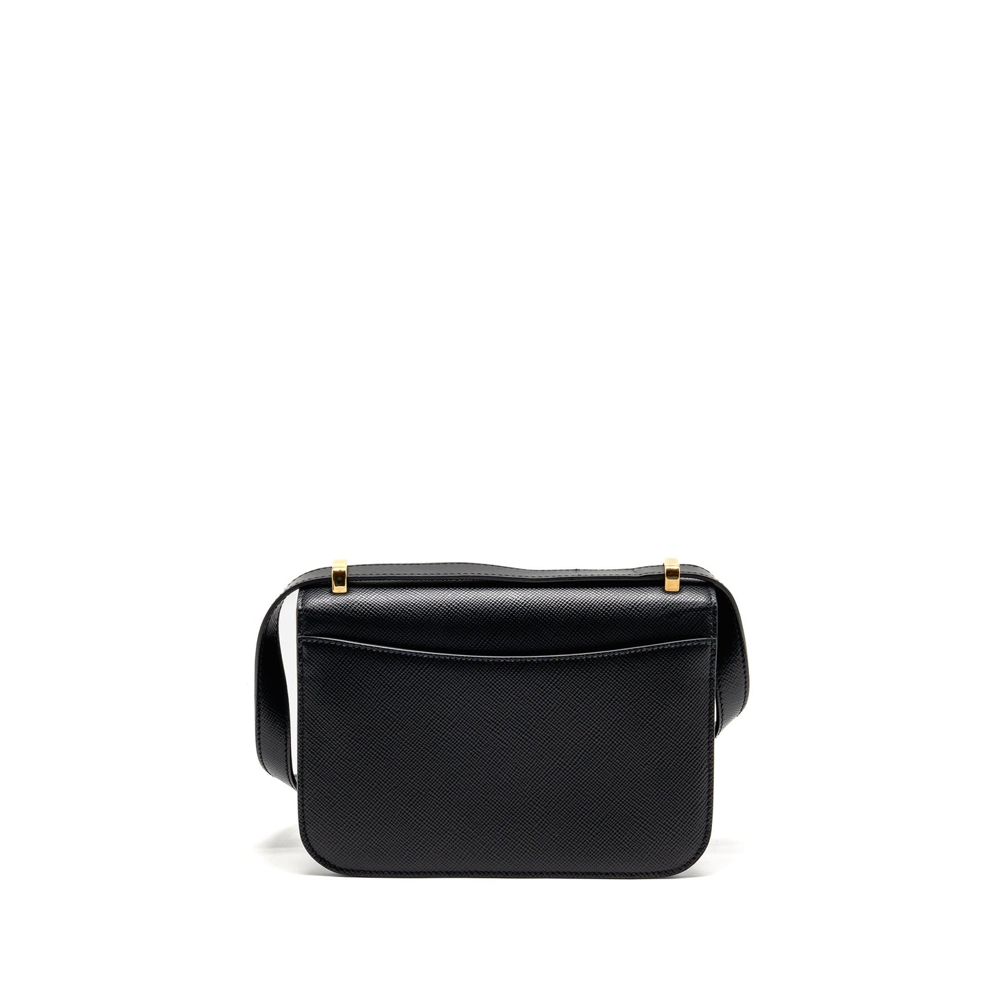 Prada Saffiano Leather Flap Shoulder Bag Calfskin Black GHW