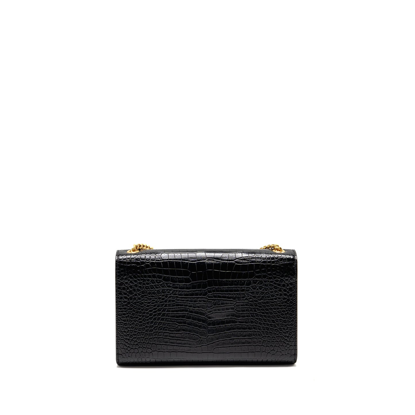 Saint Laurent/YSL Medium Kate Tassel Bag Croc-Embossed Calfskin Black GHW