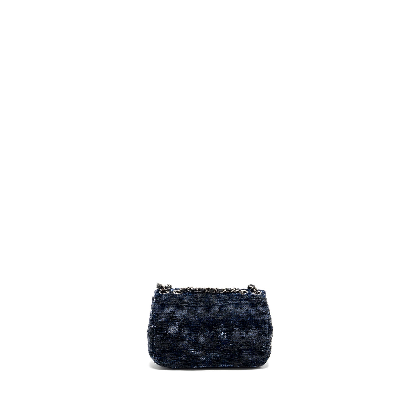 Chanel super mini flap bag sequin dark blue / black SHW