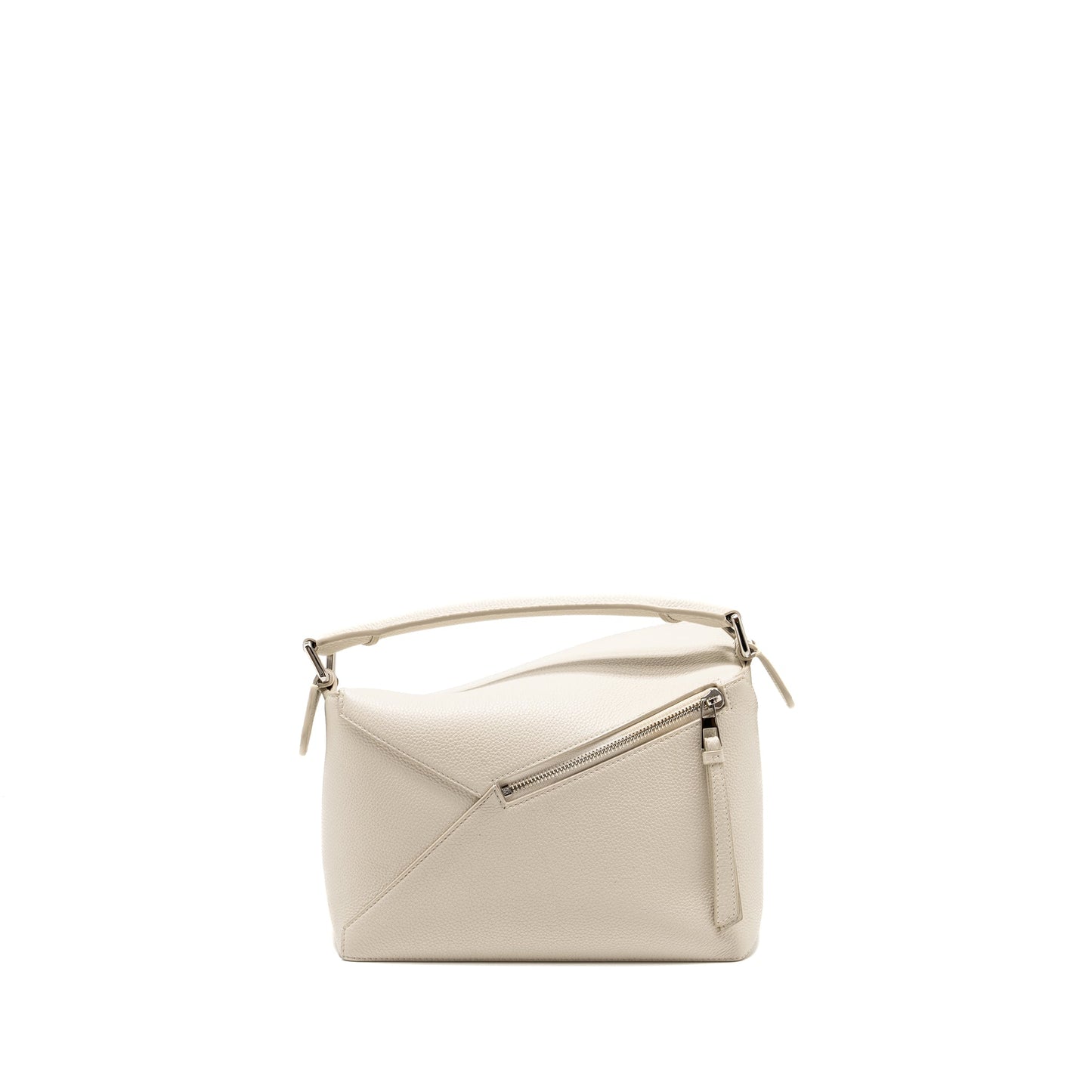 Loewe Small Puzzle Bag Grained Calfskin White SHW