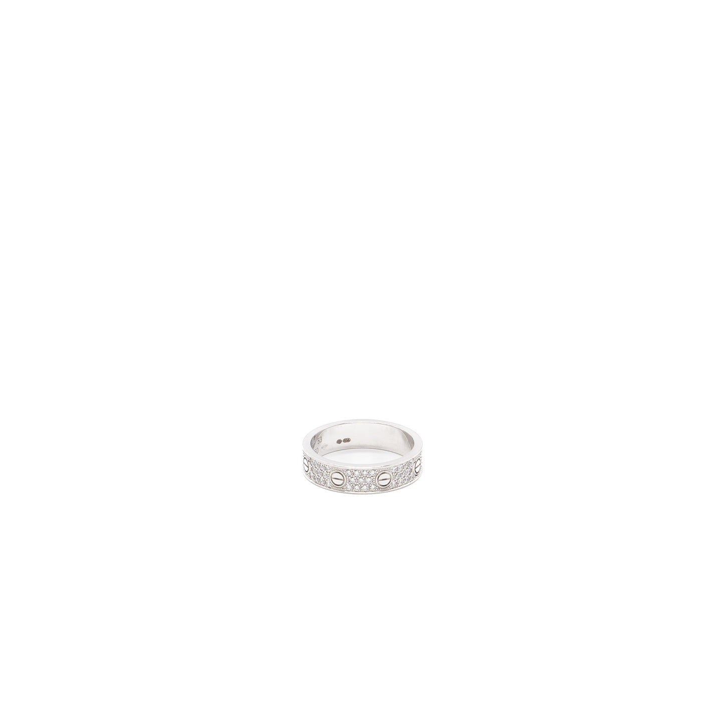 Cartier size 53 love wedding band white gold diamond paved