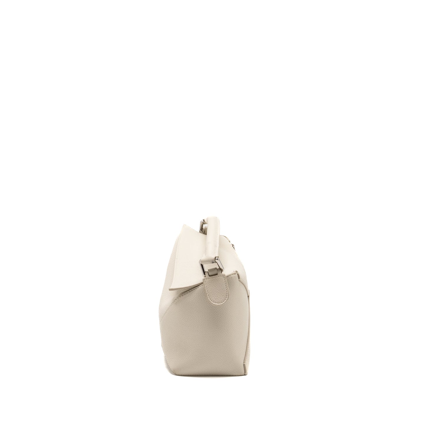 Loewe Small Puzzle Bag Grained Calfskin White SHW