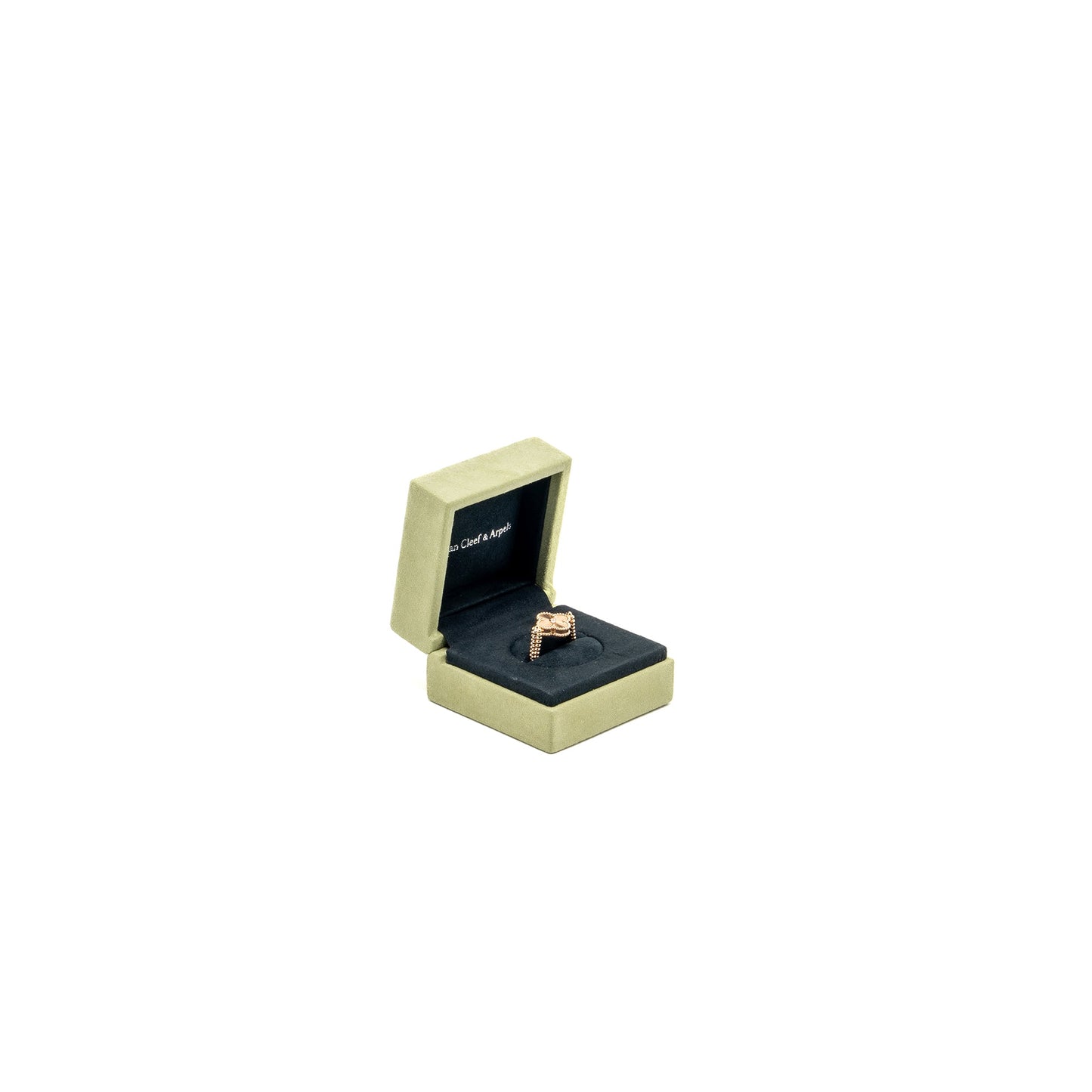 Van Cleef size 54 Vintage Alhambra Reversible Ring 18k rose gold / carnelian / diamond