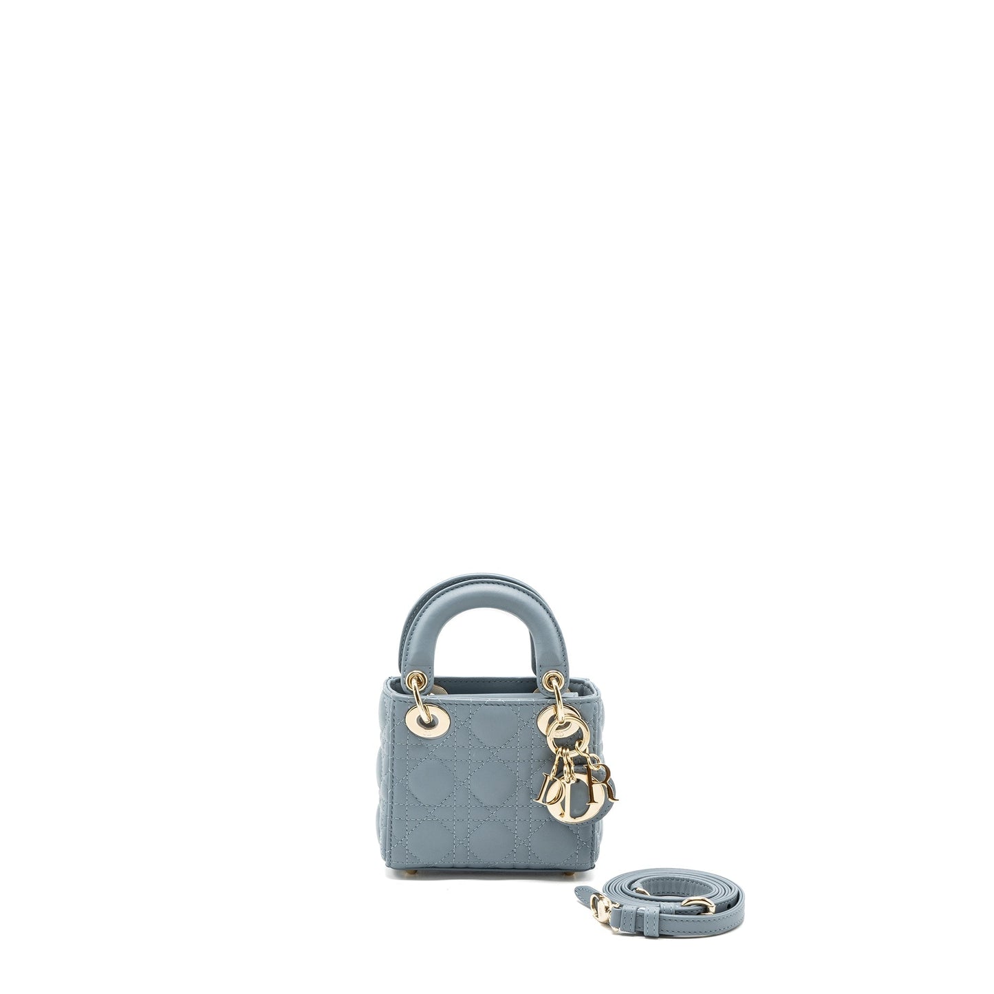 Luxury Dior Micro Lady Luxury Dior bag cannage lambskin Cloud Blue LGHW